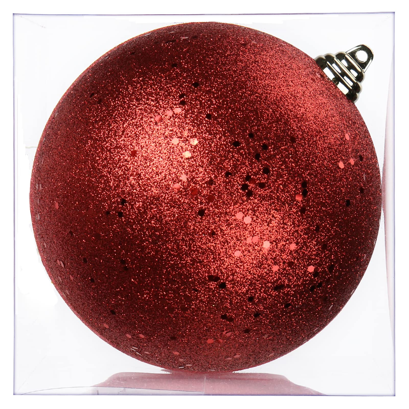 Briful 18CM Large Christmas Baubles, 7.1" Xmas Tree Decorations Red Christmas Bauble Decorations Glitter Hanging Ornaments for Home Festival Decor Xmas Gifts