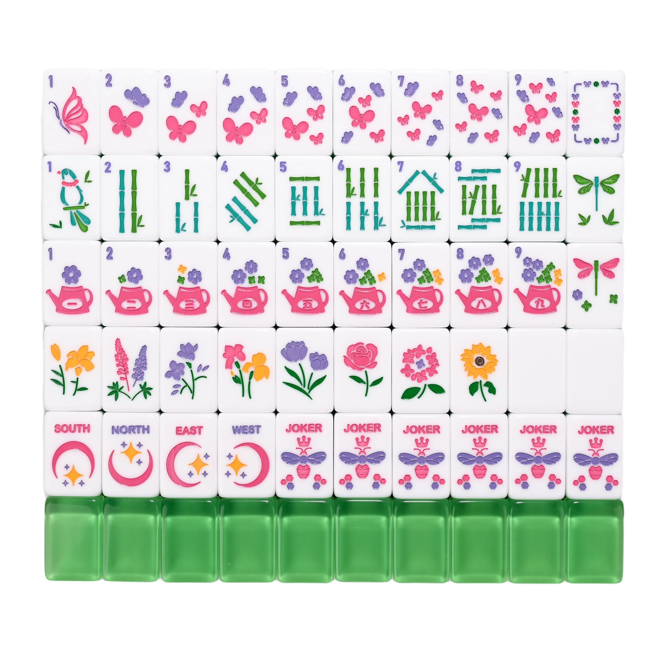 Photo 1 of Gueiddi Premium American Mahjongg Set, 166 Large Translucent Jelly Green Acrylic Tiles (1.26"), Coastal Garden/Pastel Garden Aesthetic with Canvas Carrying Bag, Perfect Hostess Gift