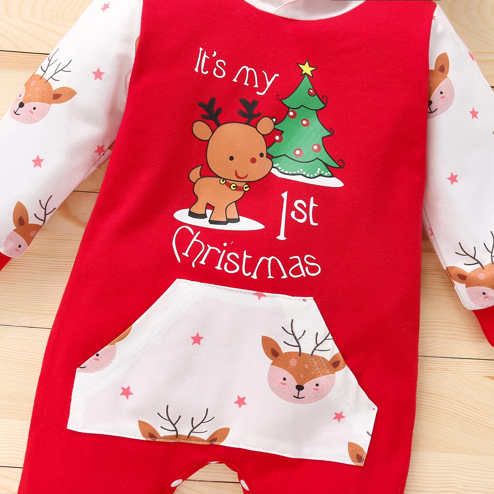 Geagodelia Baby Jungen Mädchen Strampler Overall Weihnachten Outfit Kleidung Weihnachtsoutfit Babykleidung Schlafstrampler Neugeborene Weiche Babyset My First Christmas