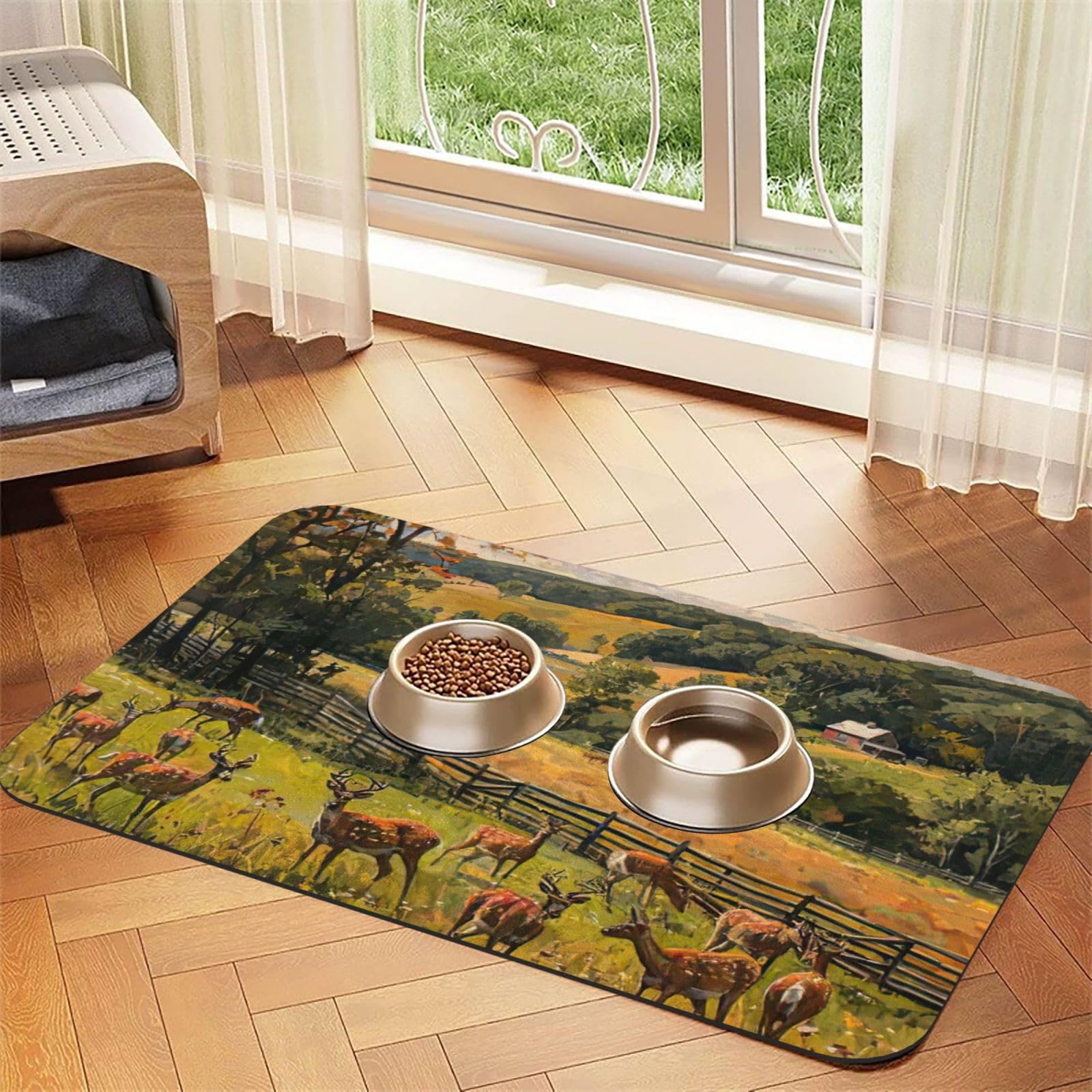Tapis d'alimentation antidérapant en caoutchouc imperméable pour animaux