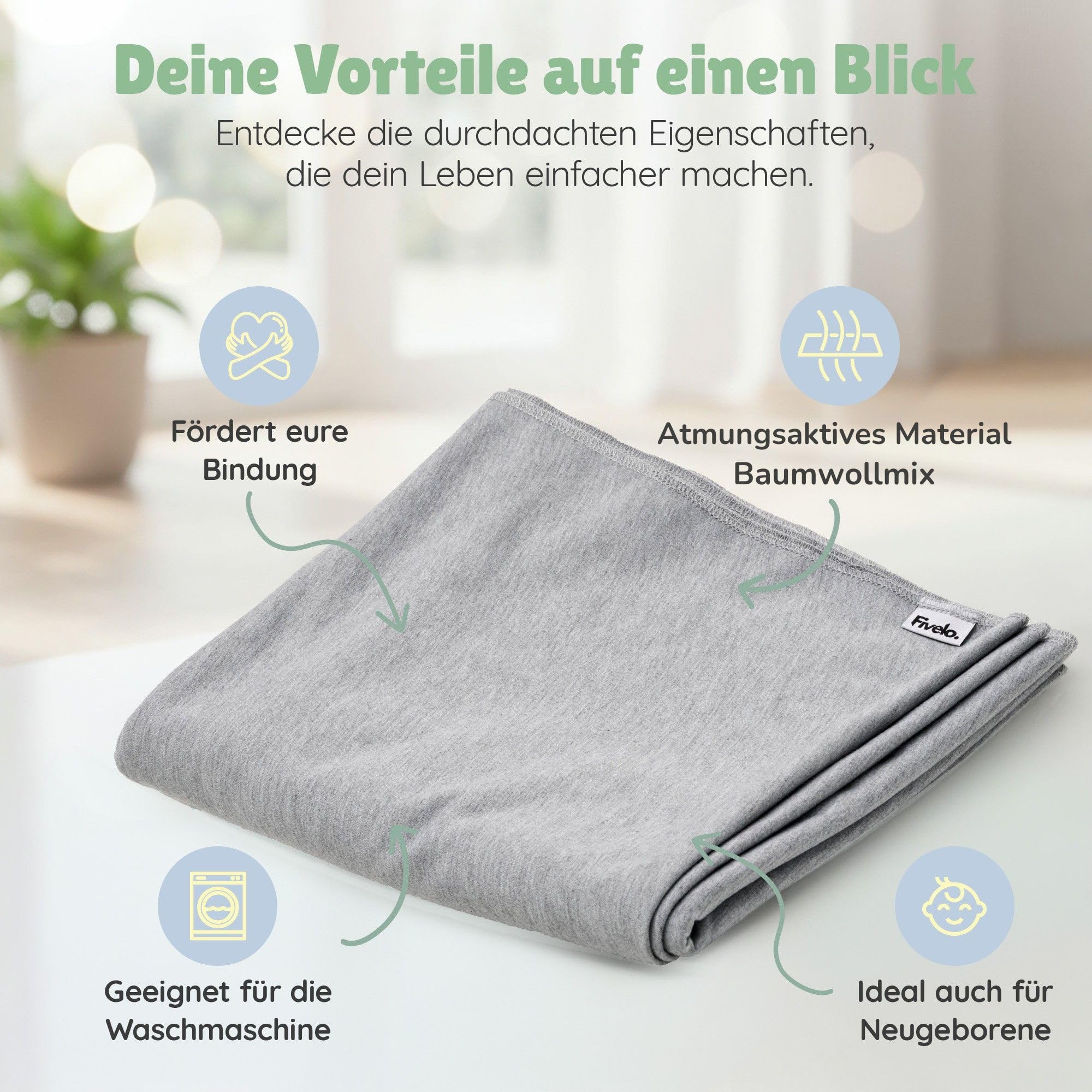 Tragetuch Neugeborene - Elastisches Baby Trage-Tuch ab Geburt, Atmungsaktive & ergonomische Koala-Babytrage aus einem Baumwollmix - Ergo-Babytragetuch mit Anleitung für sicheren Halt & Nähe
