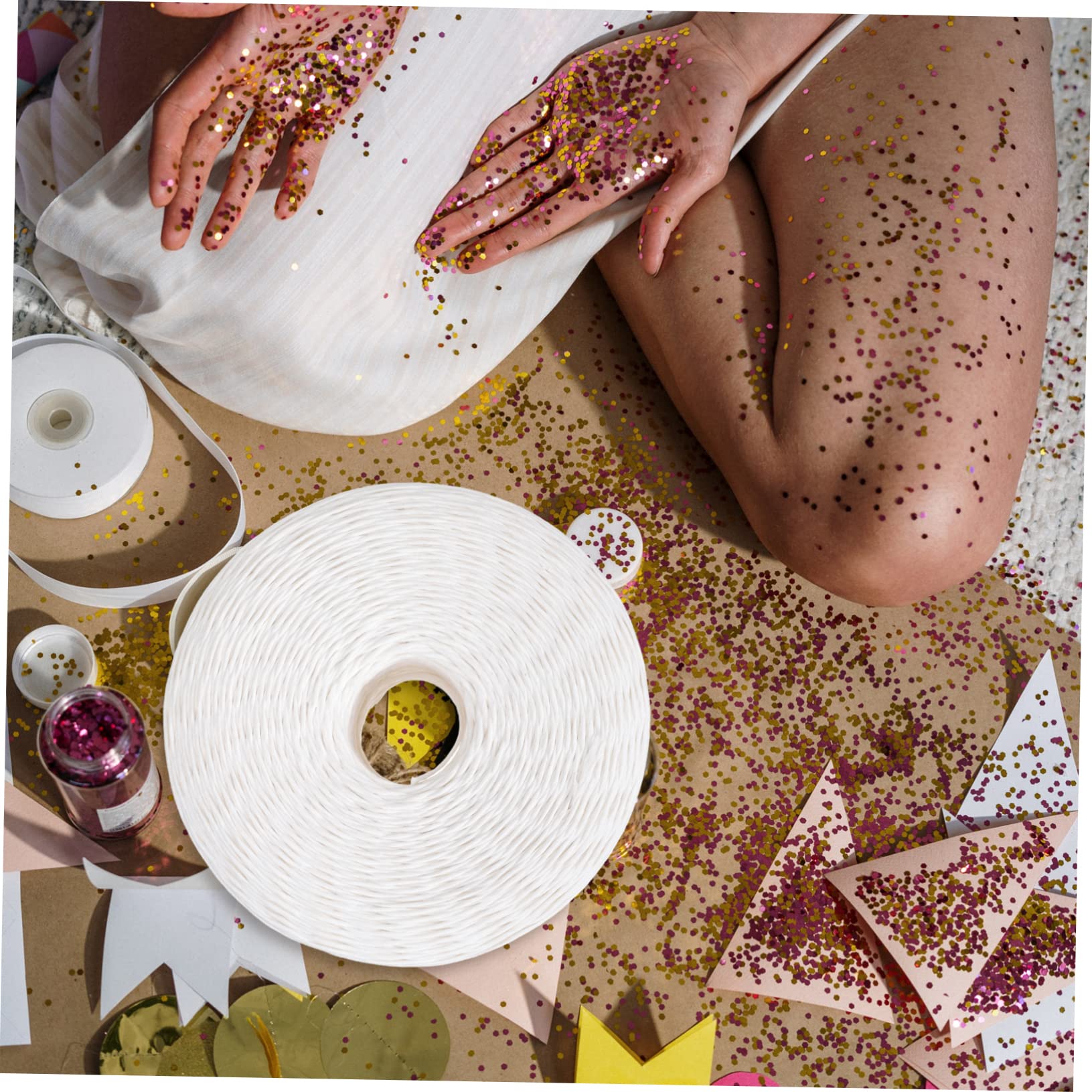 Yardwe Lampenschirmmaterial und Frei Zuschneidbar Selbstgemacht Kraftpapier Papierkordel Weiß Multifunktionales Elegantes Bastelzubehör für Dekoration Lampenschirmherstellung