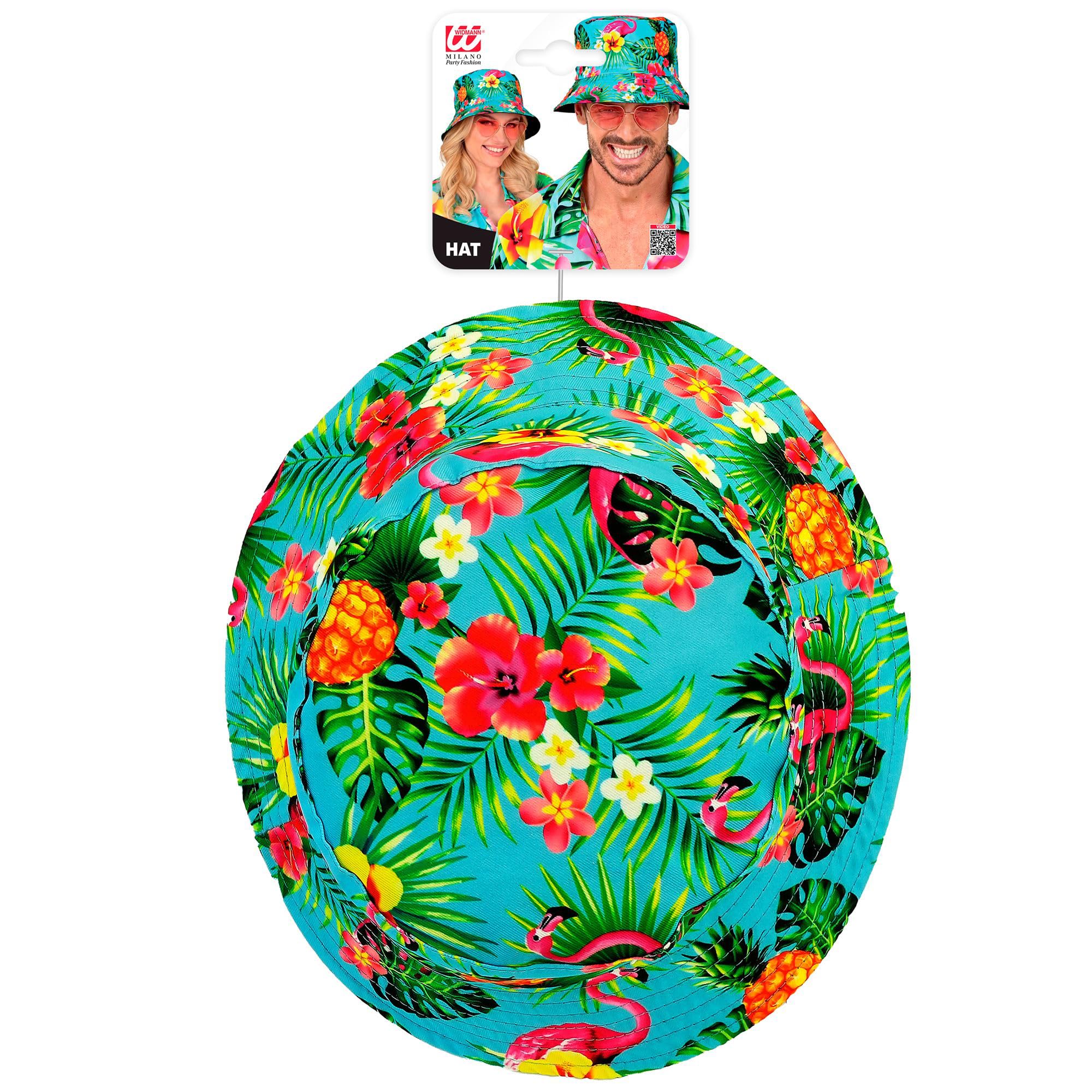 W WIDMANN Milano Party Fashion 28581 Unisex Adult Neon Flamingo Fishing Hat, Neon - Flamingo, 23 cm x 39 cm x 2 cm - Image 2