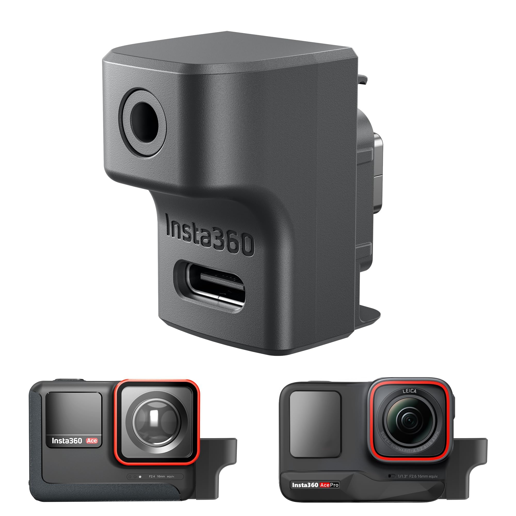 Insta 360 Ace Pro Mic Adapter for insta360 Ace Accessories, External Microphones Type-C and 3.5mm Audio Ports Compatible with insta360 Ace / insta360 Ace Pro