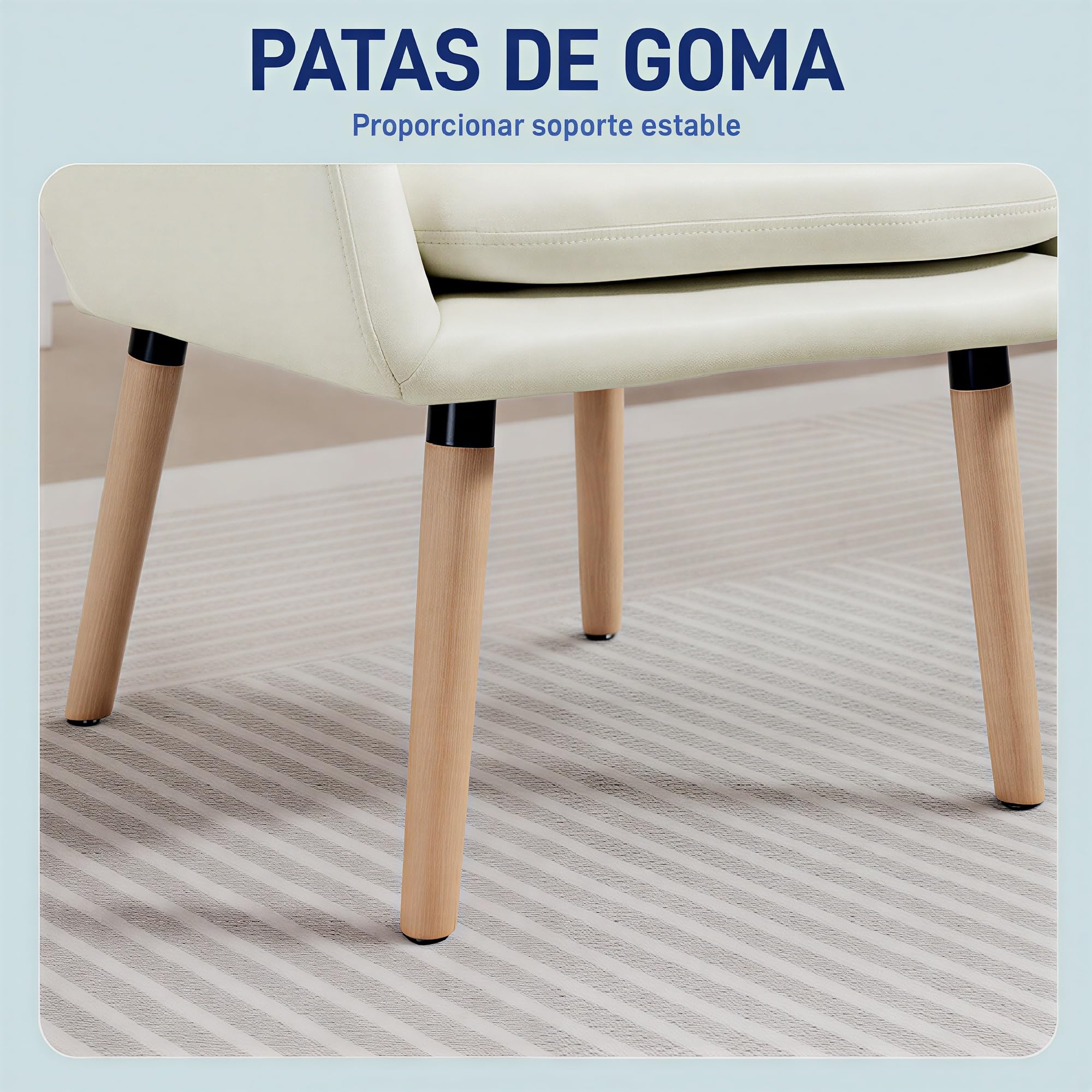HOMCOM Sillón de Salón Moderno, Butaca de Salón, Acolchado de Doble Capa, Tapizado en Cuero Sintético, Patas de Madera, Sillón de Lectura para Dormitorio, Oficina, Estudio, 68x74x89 cm, Crema