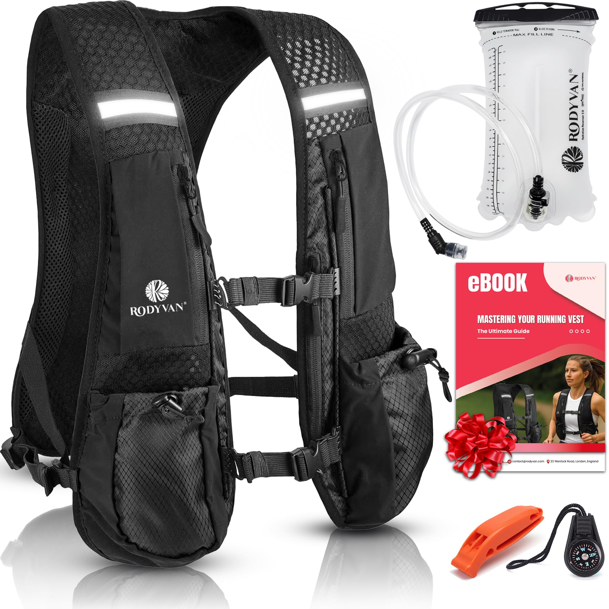 Gilet de course | Gilet réfléchissant réglable pour homme et femme avec support de téléphone et rangement | Sans rebondissement léger et respirant | Parfait pour la course à pied, le cyclisme