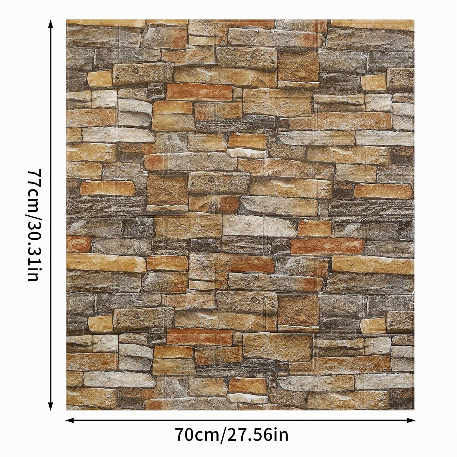 Adhesivo 3D para pared, autoadhesivo, 10 unidades, piedra, papel pintado, 77 x 70 cm, 4 mm, papel pintado fotográfico, lámina decorativa para cocina, dormitorio, baño, sala de estar