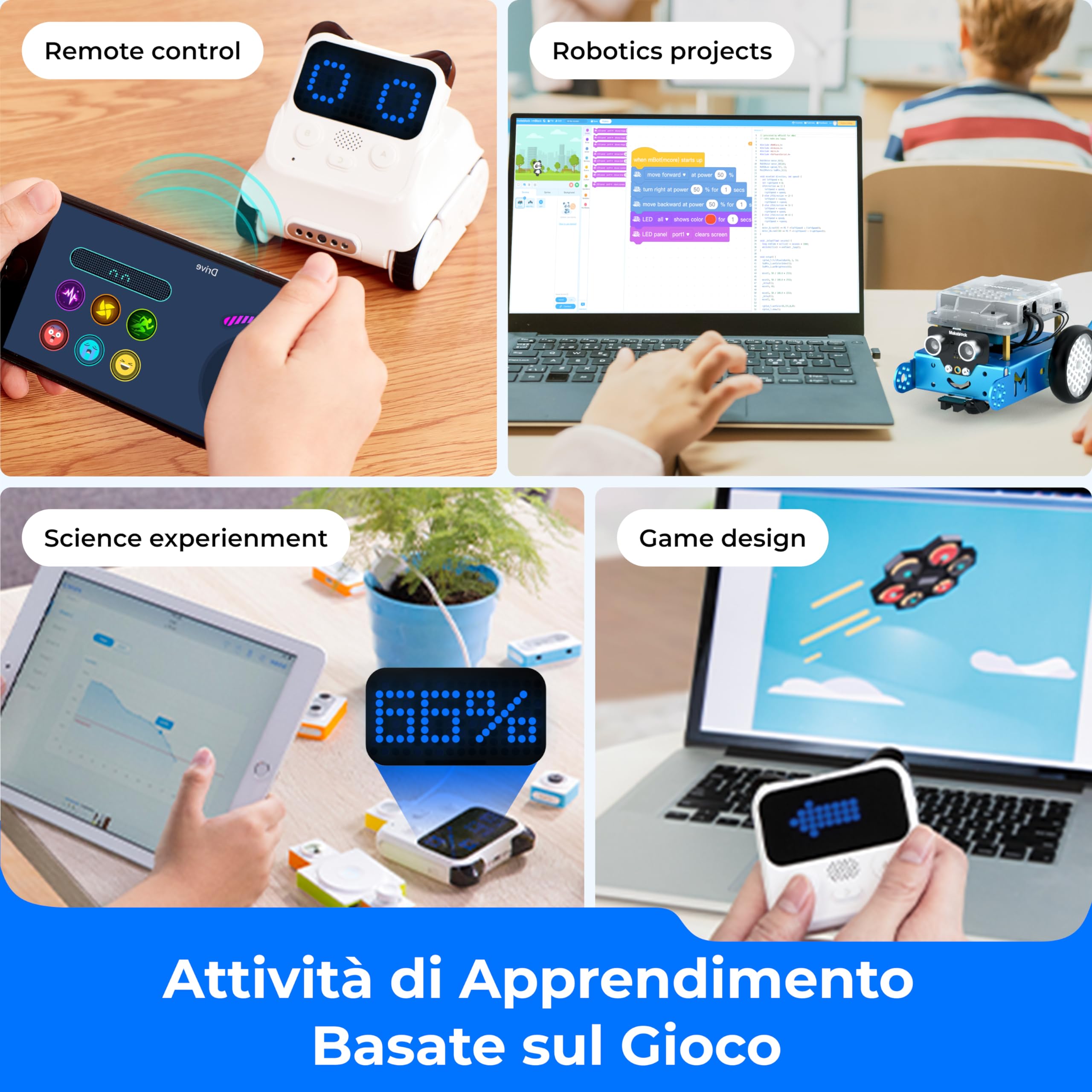 Makeblock Codey Rocky Coding Robot Giocattolo, Emo Robot Intelligente, Stem Robot Programmabile Interattivo Regalo per Bambini 6 Anni+