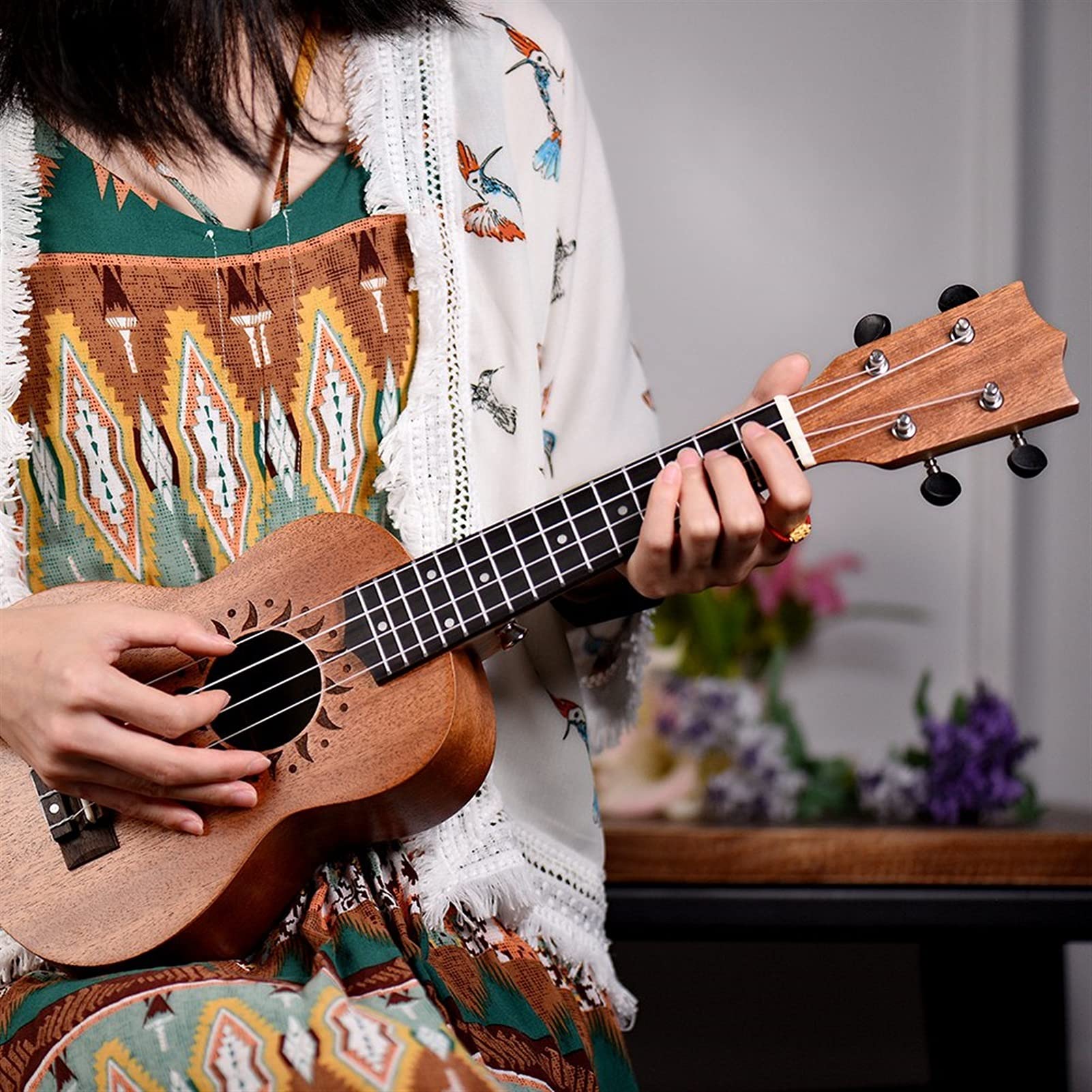 Ukulele Acoustic Ukulele Sapele da 21 Pollici 15-Fret 4-String Ukulele Music Strumento A Corda