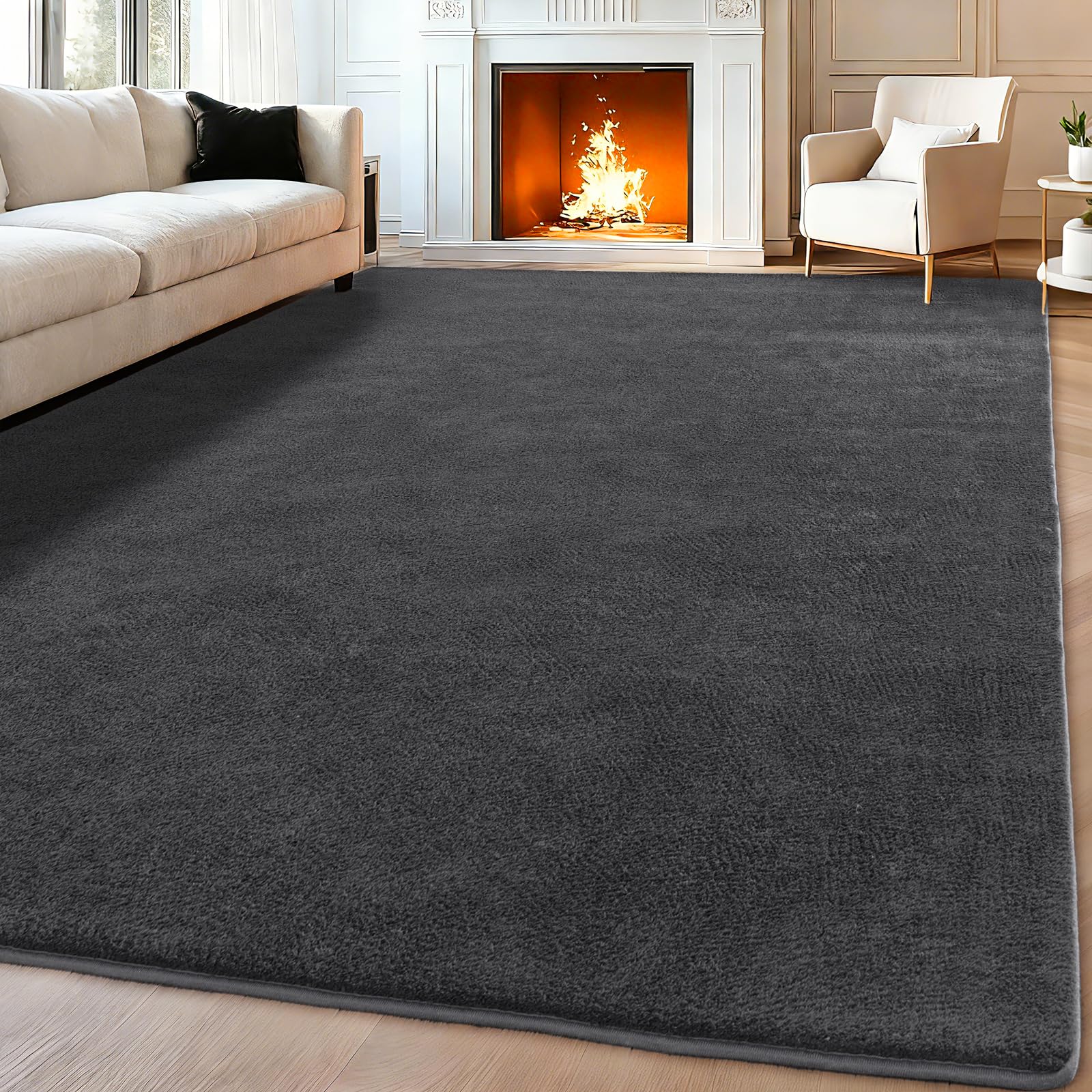 iEvery Waschbarer Kuscheliger Kurzflor Teppich Moderner Wohnzimmerteppich, Weich & Pflegeleicht Carpet rutschfest für Wohnzimmer, Schlafzimmer, Bettvorleger & Kinderzimmer Deko