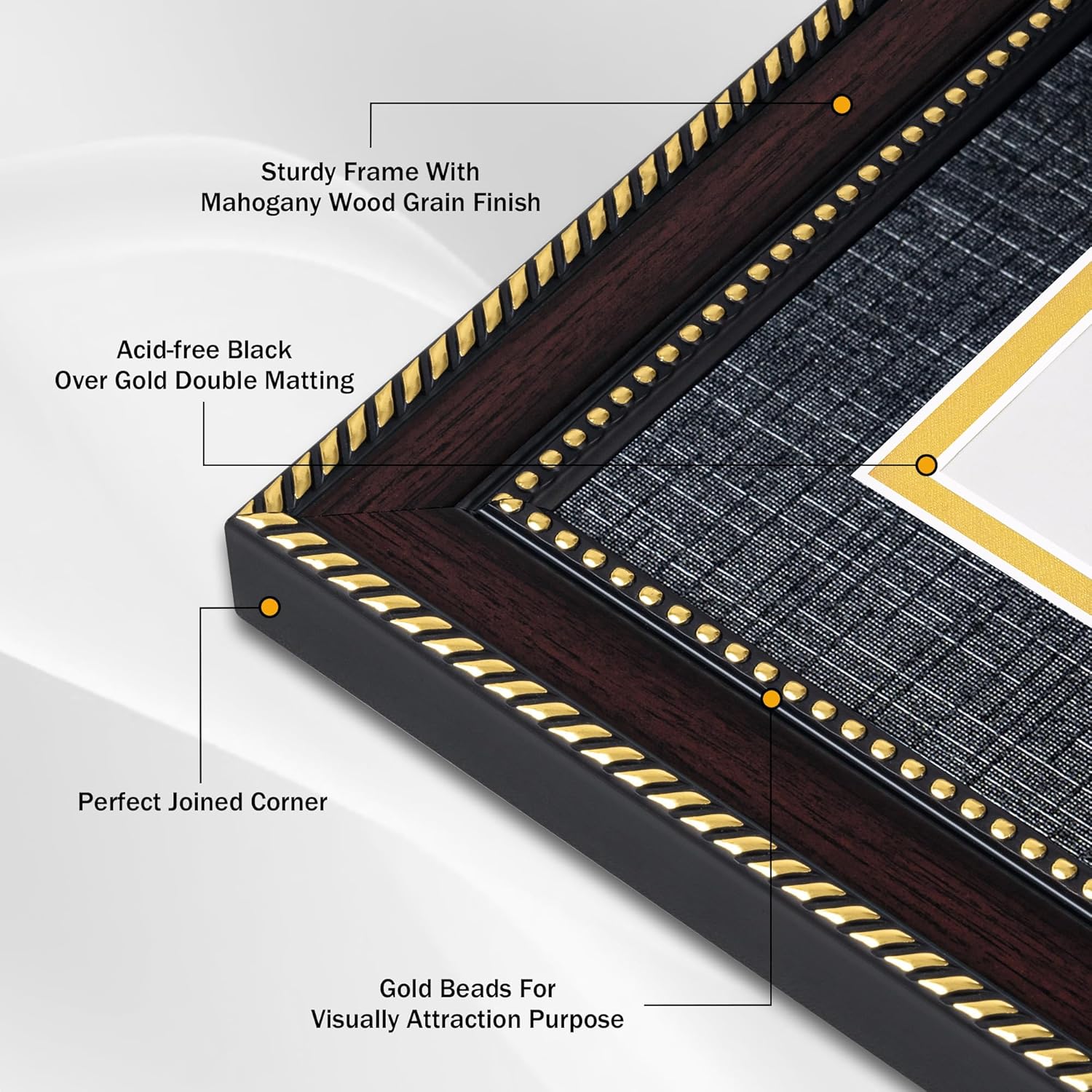 8.5x11 Diploma Frame 2Pack with Black over Gold Mat or Full Display 11x14 Document Certificate Frame for Diploma Degree with HD Tempered Glass Graduation Picture Frame, Mahogany