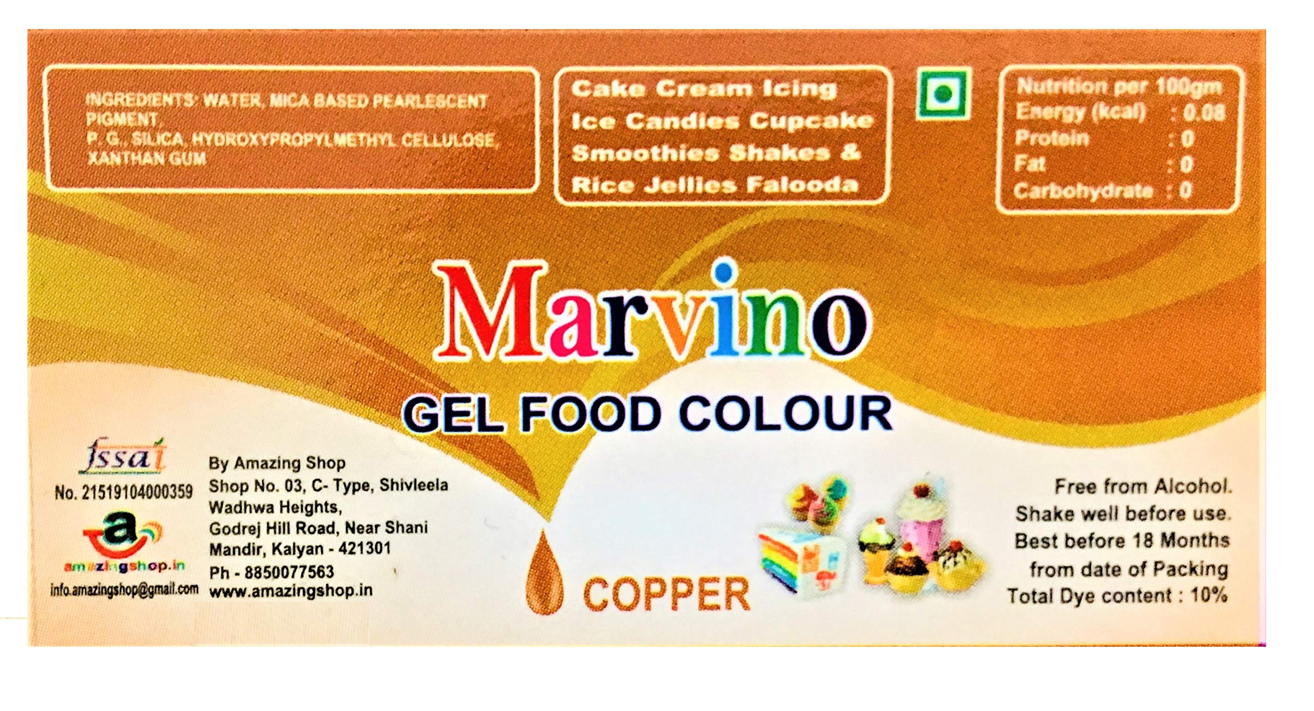 Marvino Edible Gel Food Colours for Cake Icing Fondant & Other Foods (Gold and Copper) 3