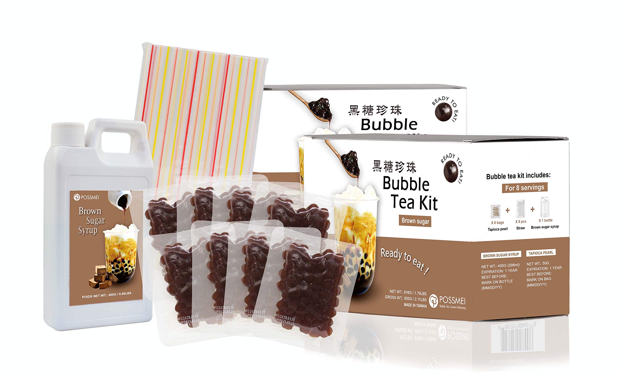 Buy Possmei Bubble Tea Kit Brown Sugar Latte 8 Serving boba ready