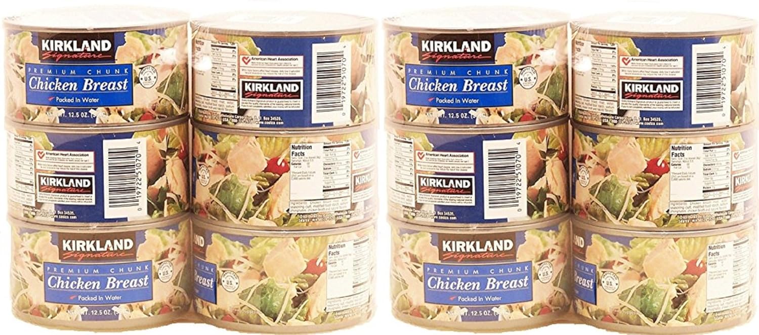 Kirkland Signature Premium Chunk Chicken Breast Packed in Water BRVDsj, 2Packs (12.5 Ounce, 6 Count)