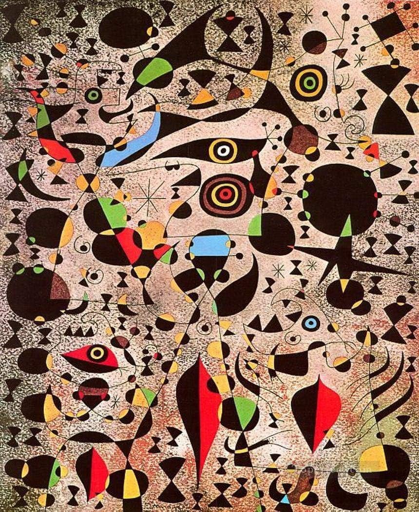 ZENDA Joan Miró Wall Art Joan Miro Woman Encircled by the Flight of a Bird Painting Wapped Canvas Art For Bedroom Livingroom Decoration Ready to Hang