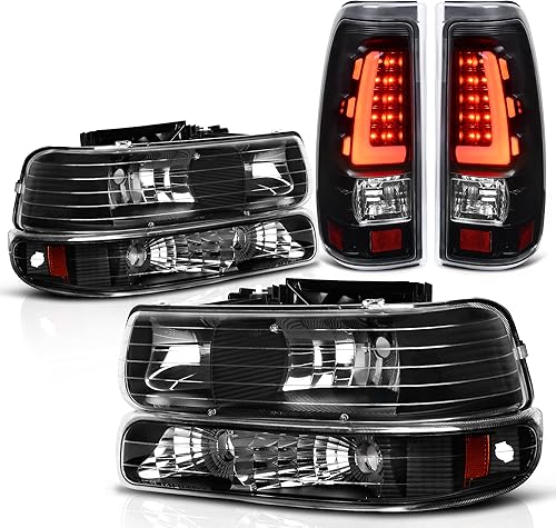 Miniatura 1 de DWVO Conjunto de faros y luces traseras compatibles con Chevrolet Silverado 1500 HD/2500 HD/3500 2001 2002, Chevrolet Silverado 1500 2500, 2001 2002