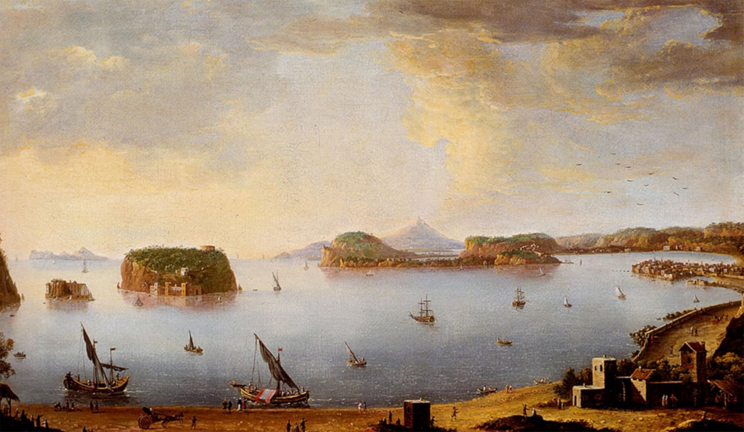 SERENDIPITP Retro Picture Poster Wall Art Pictures Painting View of the Bay of Pozzuoli with the Port of Baia by Antonio Joli Wall Art Canvas Print for Wall Decor 60x90cm