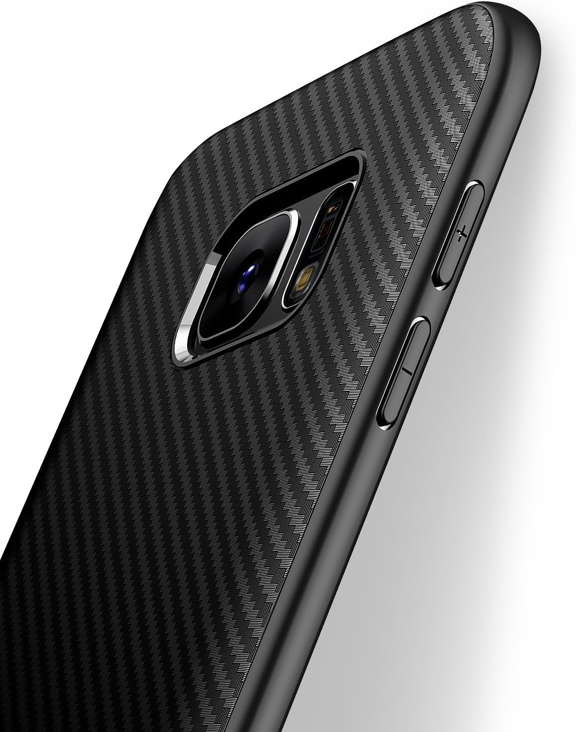 J Jecent Samsung Galaxy s7 Case, [Carbon Fiber Texture Design] Light ShockProof Brushed Rugged Grip Cover Slim Simple Stylish Soft TPU Silicone Bumper Case for Samsung Galaxy s7 5.1 Inch (Black)