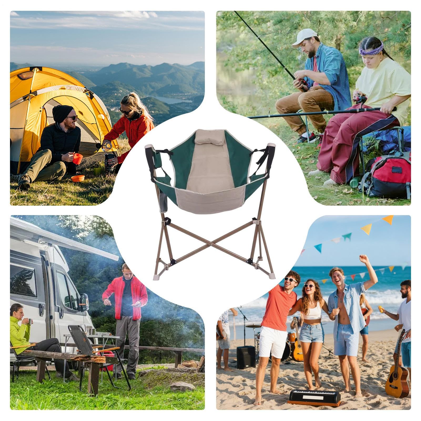 Chaise De Camping Pliante Pliable Anti-Dérapant À Charge Portante 140 kg | Chaise de Plage Pliante Pour Le Plein Air Le La Randonnée La Pêche Le Pique-Nique La Pelouse Le Jardin Et La Piscine