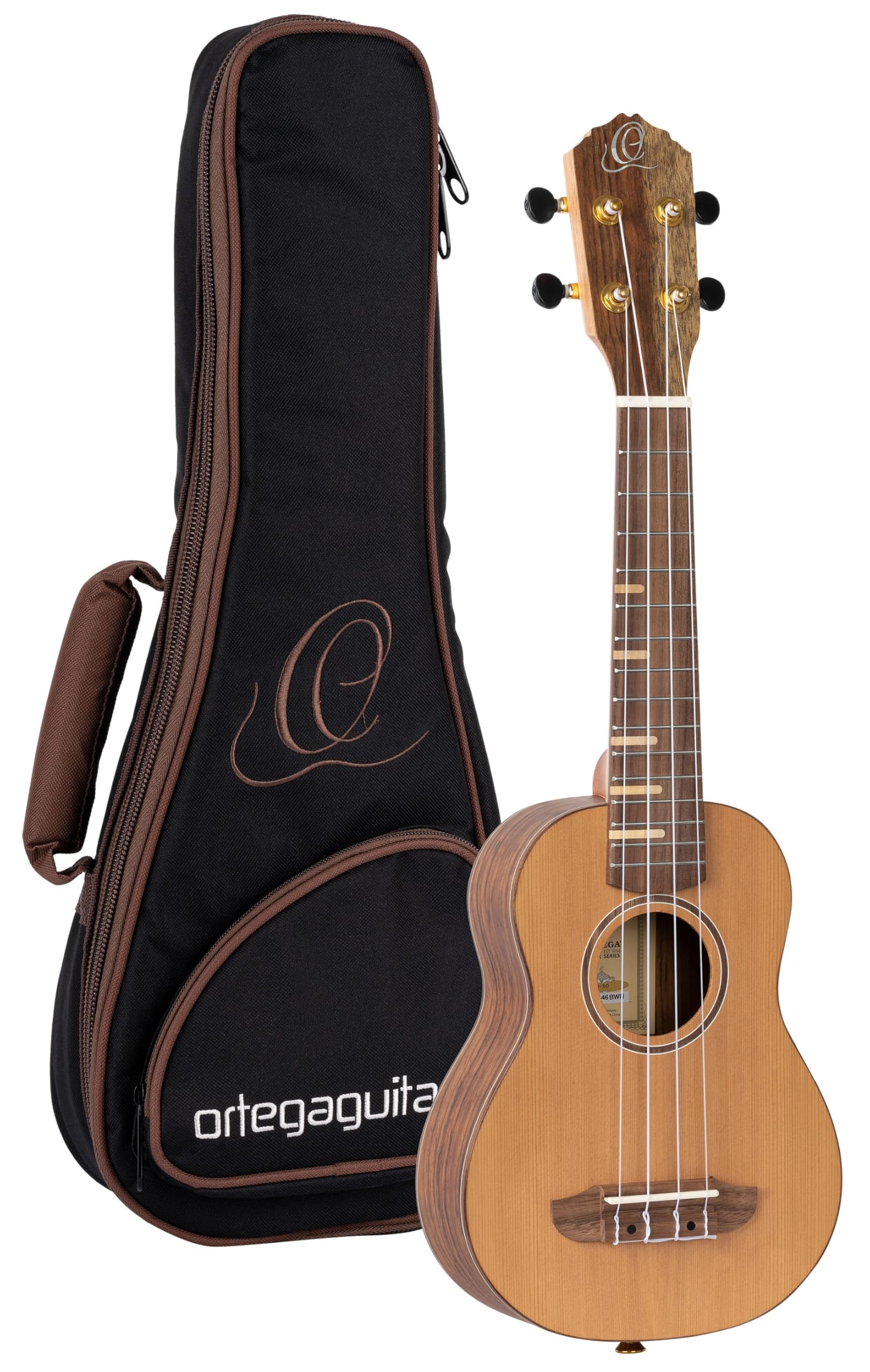 Ortega Guitars Akustyczne Ukulele Sopranowe – Seria Timber – W Zestawie Z Pokrowcem – Cedr/Orzech Włoski, Wykończenie Naturalne (RUTI-SO)