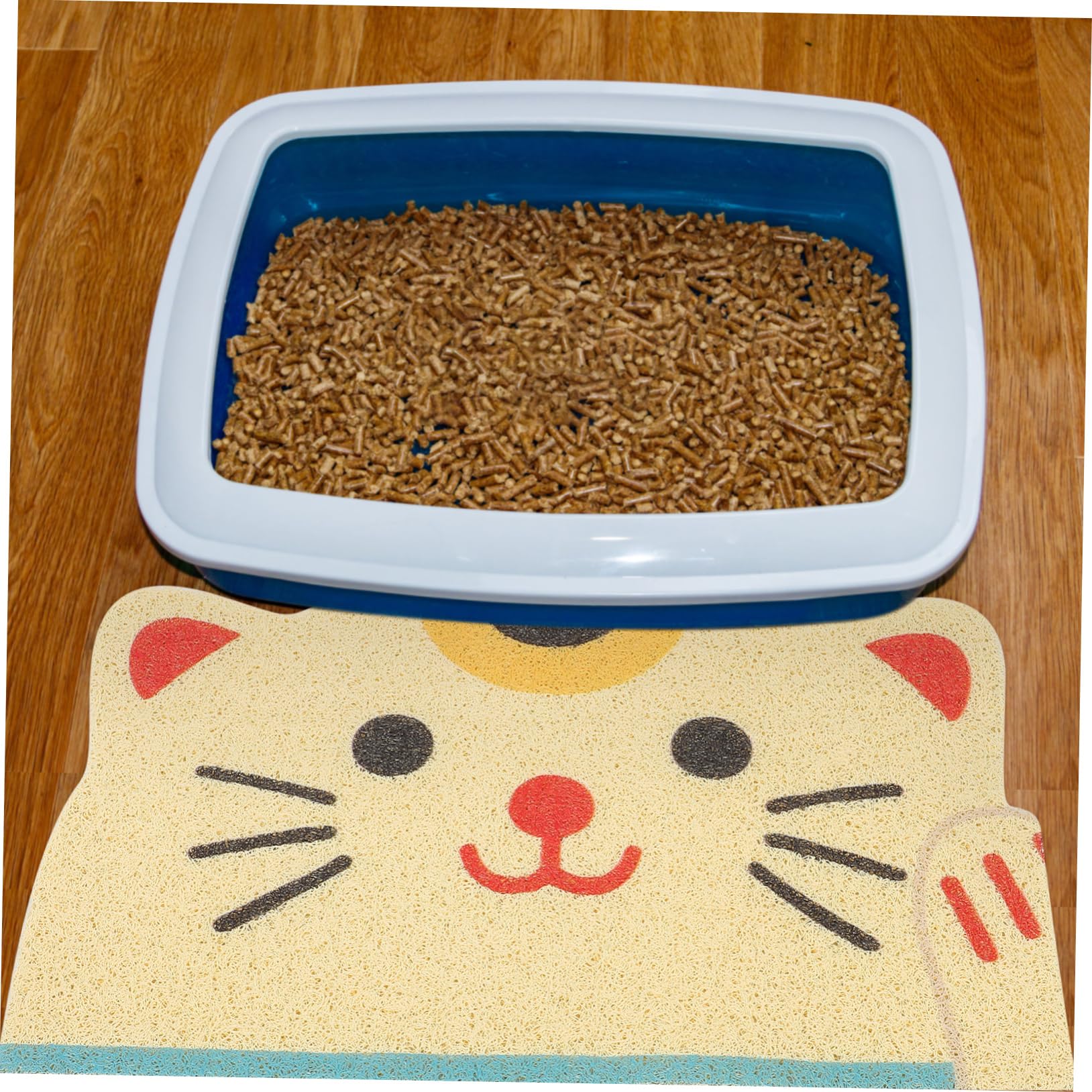COLLBATH Katzenstreumatte Für Katzentoilette Kleine Größe Aus Pvc Katzenkopfförmig Streuauffangmatte Kompatibel Mit Verschiedenen Toilettengrößen