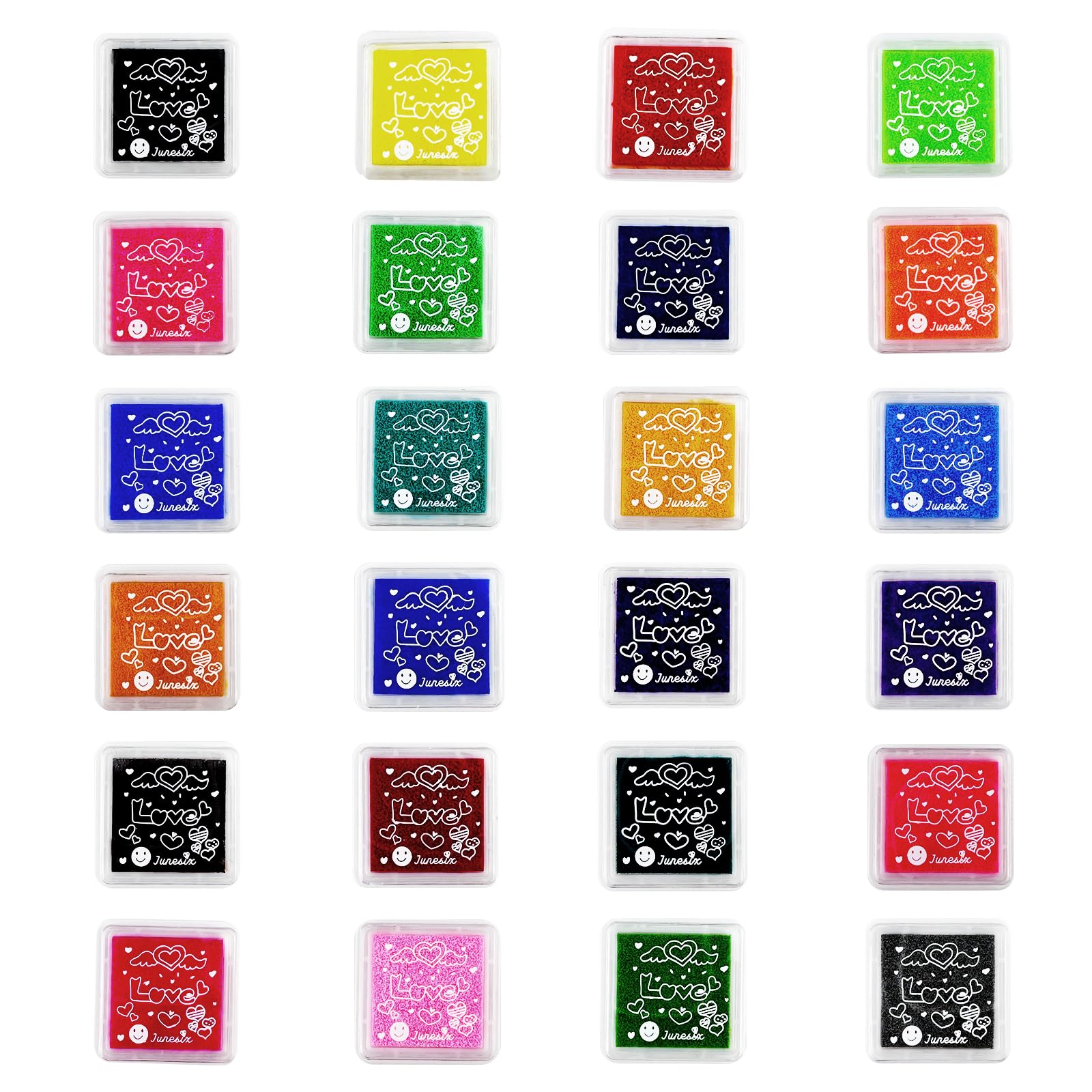 Relota Stempelkissen Set – 24 Farben, Ungiftig & Abwaschbar, Ideal Für Papier, Stoff & Holz, 3x3 Cm, Für Kinder & Erwachsene