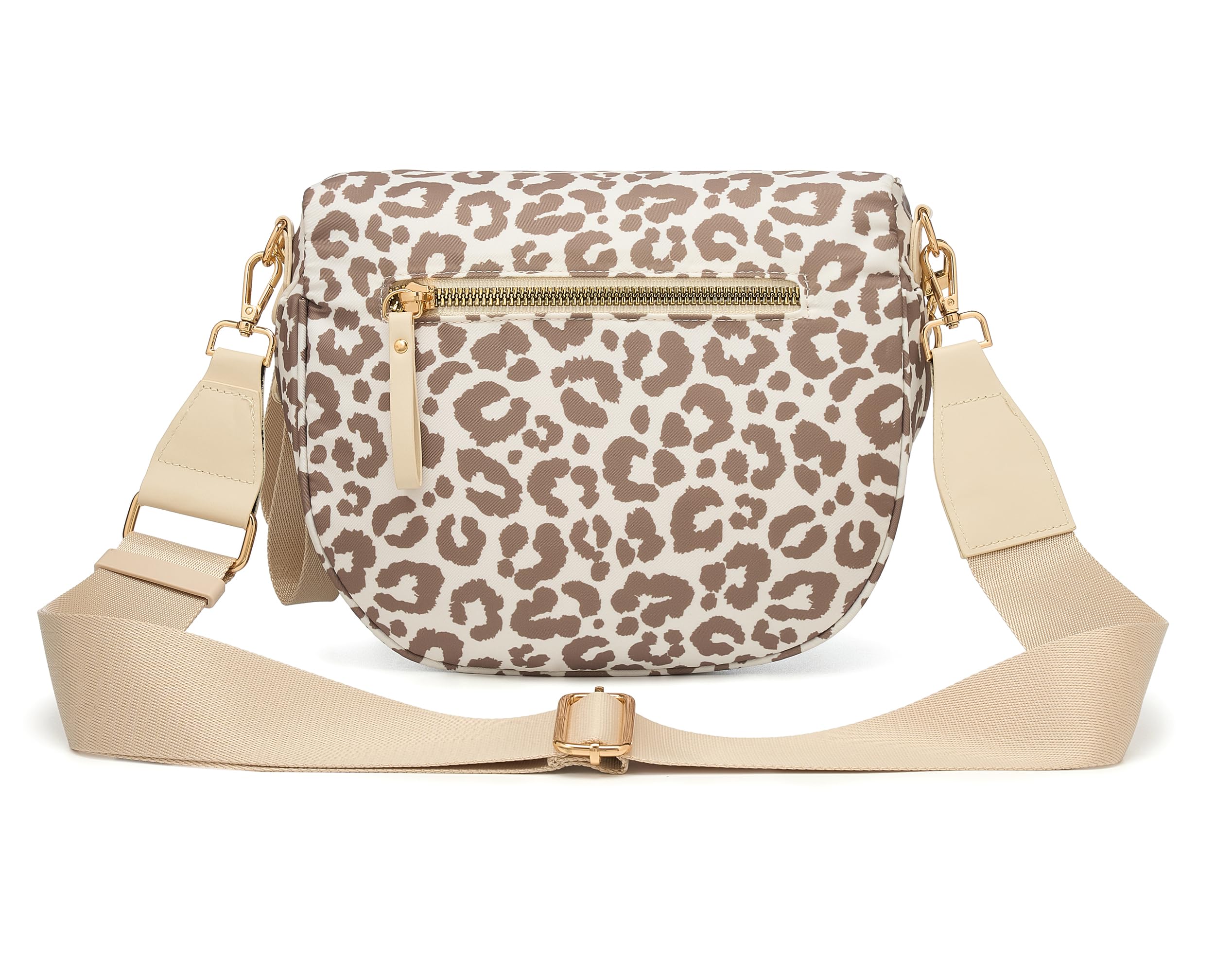 FEIBOON Spacious Nylon Crossbody Bag Bum Bag Handbags Wallets Purses Trendy Shoulder Bag for Women (Khaki Leopard) view 2