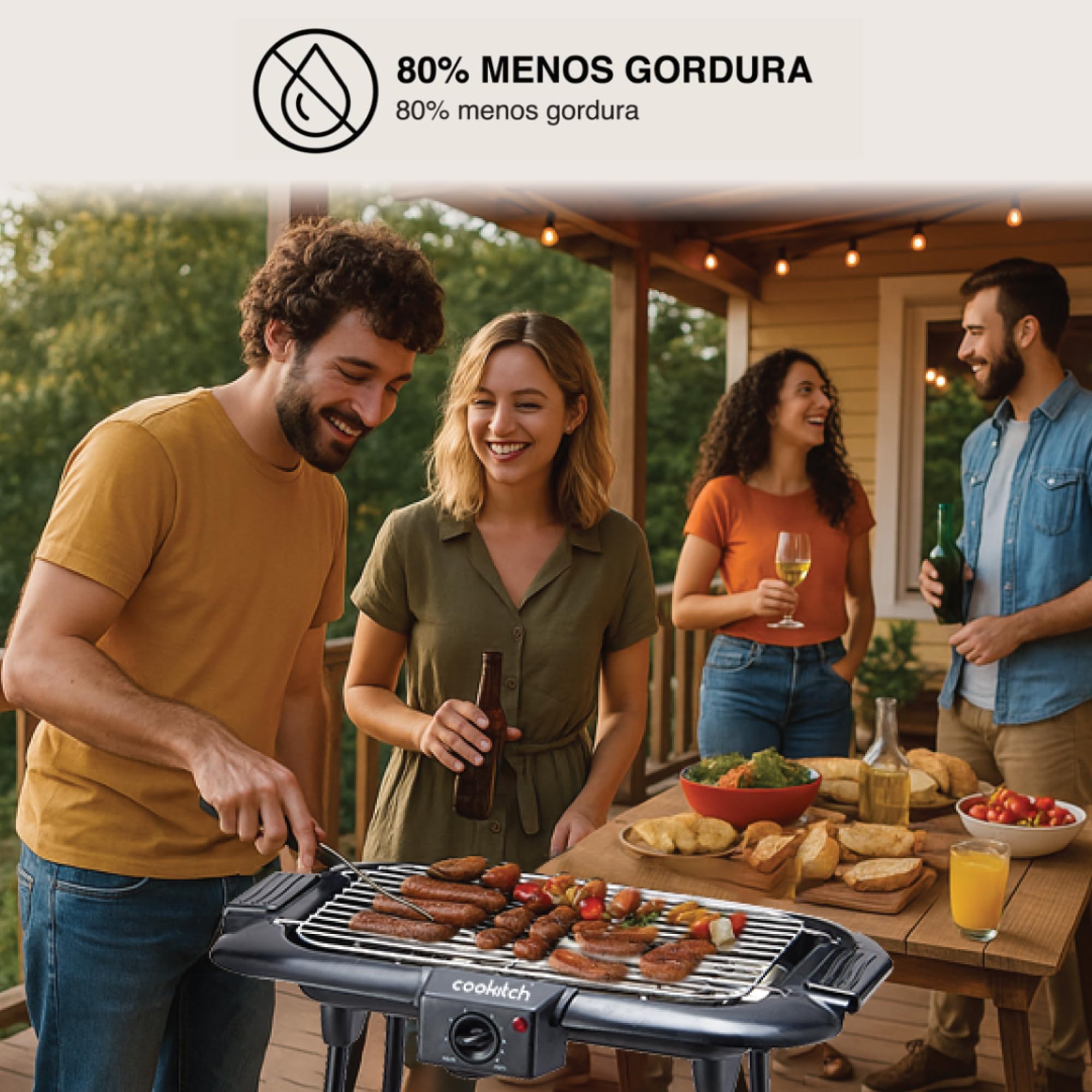 Barbacoa Eléctrica 2000W, 2 en 1 - Parrila Eléctrica de Pie y de Mesa, Portátil, Sin Humo, Calienta rápido con regulador de temperatura, Incluye Cortavientos