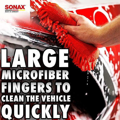 Miniatura 3 de SONAX Esponja de microfibra para lavado de autos | Diseño de doble cara 2 en 1 para lavado sin arañazos | Fibras de felpilla duraderas y