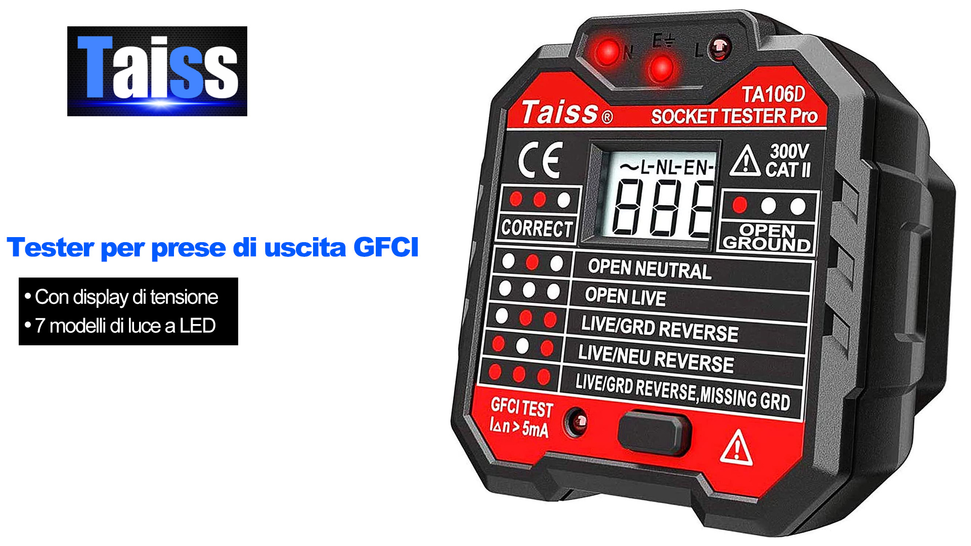 Tester Presa EU/UK Con Test RCD E GFCI: La Sicurezza Elettrica Domestica In Tasca! Rileva Tensione, Polarità E Guasti Di Terra. Portatile E Facile Da Usare Per Evitare Rischi. - 3