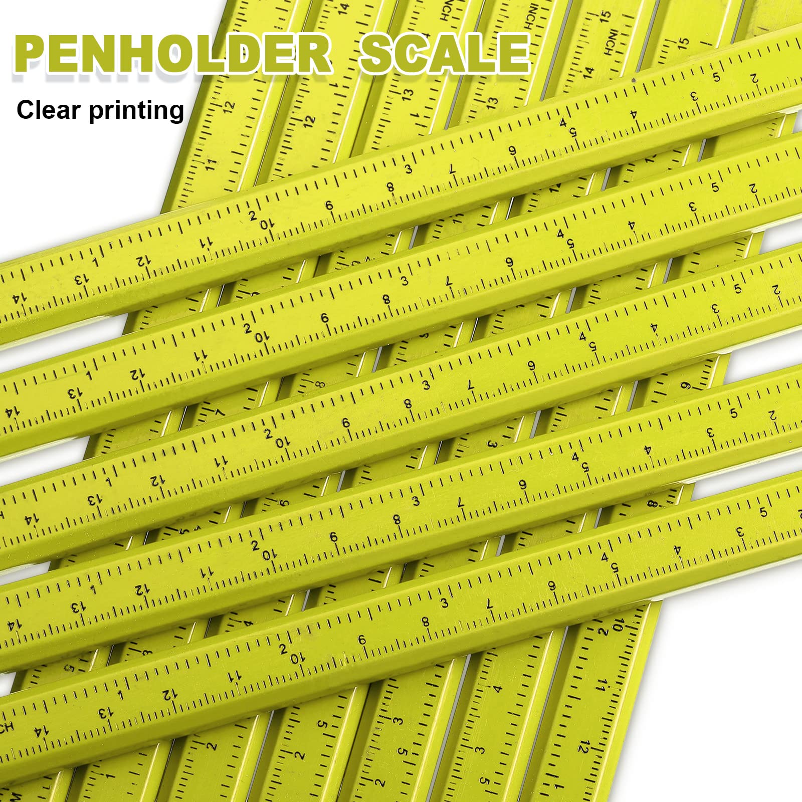 Lot de 202 crayons de charpentier - 200 crayons de construction plats avec règle imprimée en bois graphite, 2 taille-crayons de charpentier pour le travail du bois - Outil de marquage (jaune)