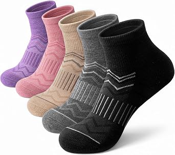 iCamter 5 Pairs Merino Wool Hiking Socks for Women Men Thick Cushion Quarter Ankle Athletic Running Socks