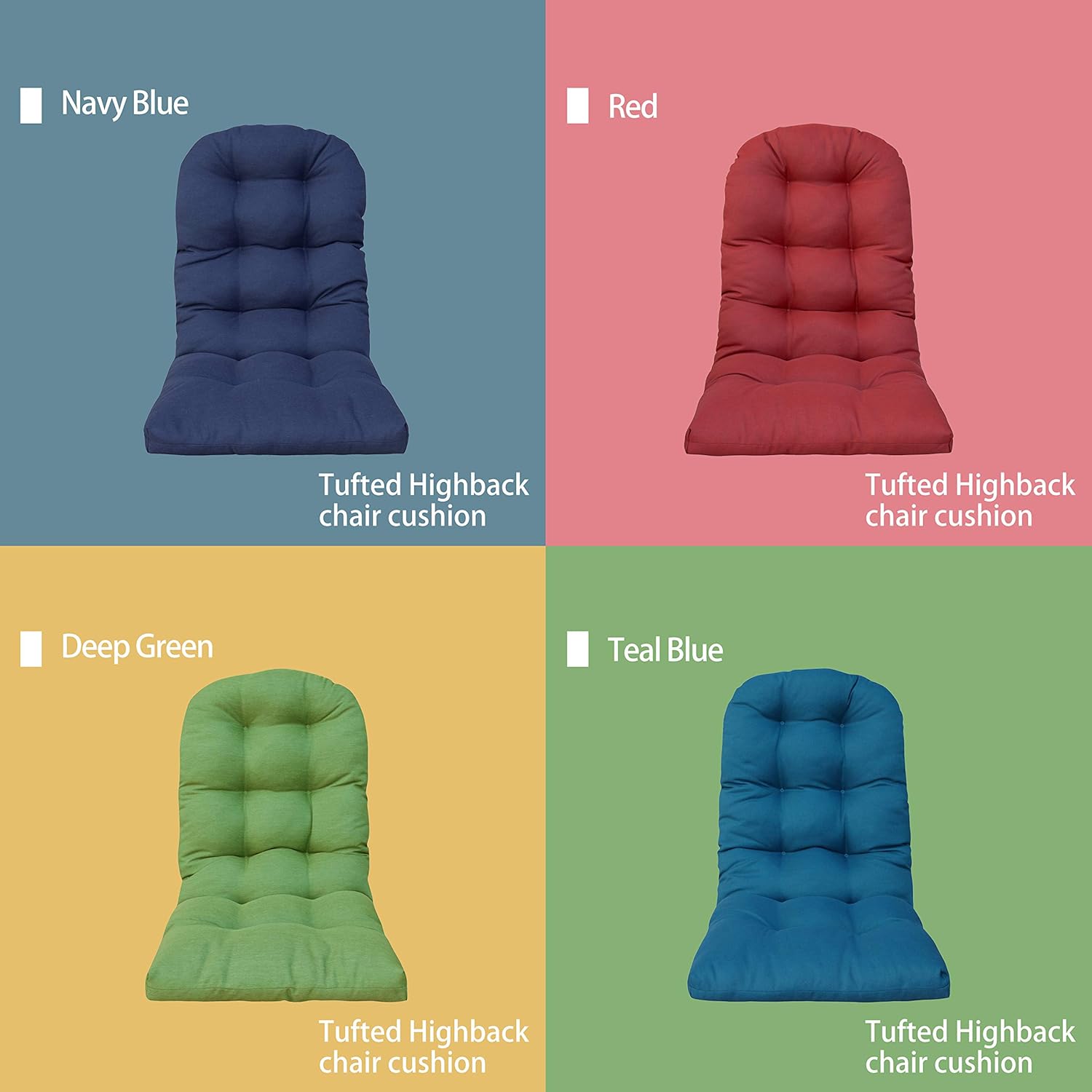 BOSSIMA Outdoor Patio Adirondack Chair Cushions Tufted Round Corner Navy Blue