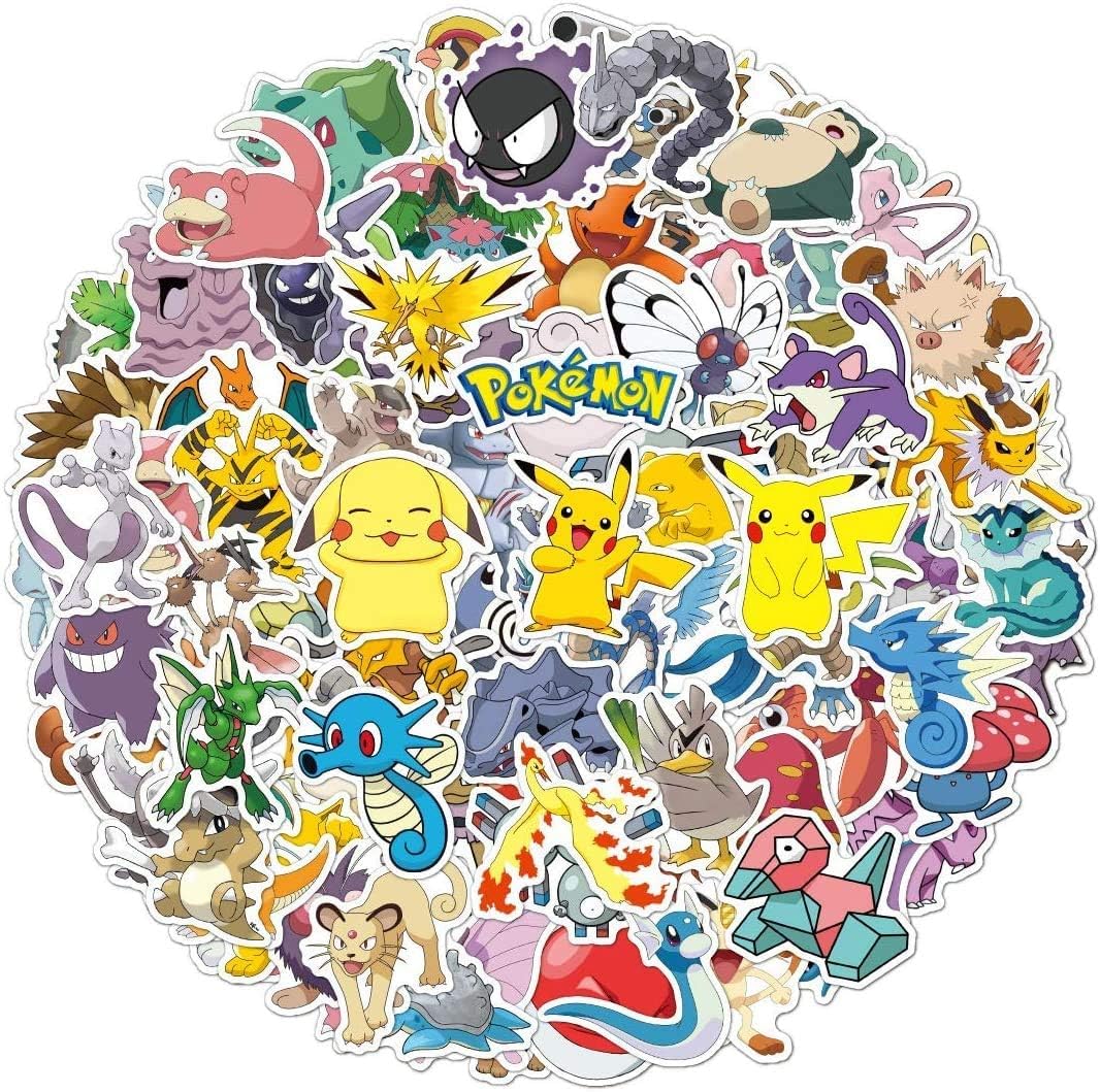 Photo 1 of 100 Cartoon Pokémon Stickers Waterproof & Durable Cute Decals for Perfect for Laptops, Phones, Skateboards, Luggage,Assorted Funny for Gifts, Party Favors.