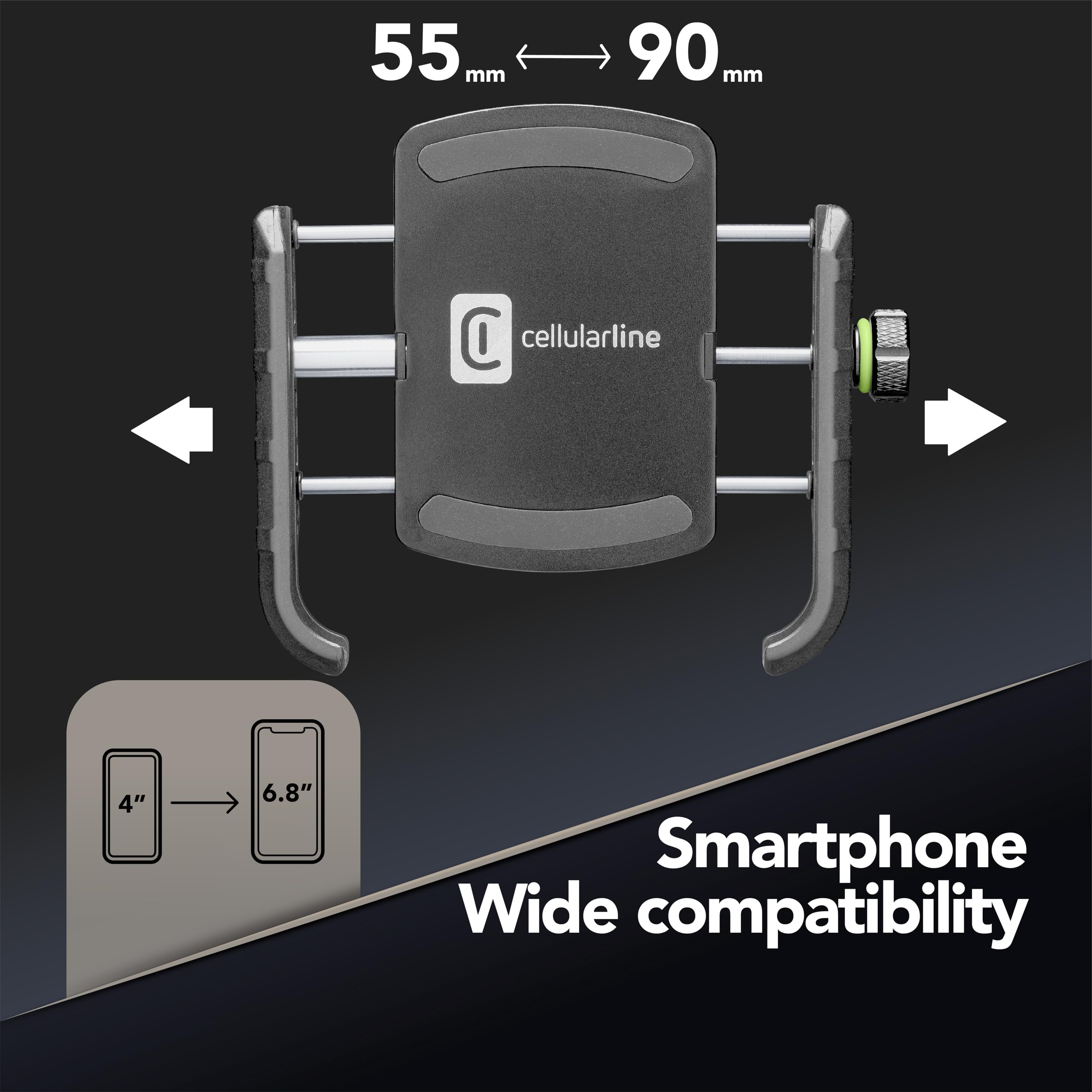 cellularline | Rider Steel – Universal – Aluminium Smartphone Holder for Round Handlebar Motorcycle and Bike – Universal for All Mobile Phones – 360 Rotation – Stable and Solid - 5