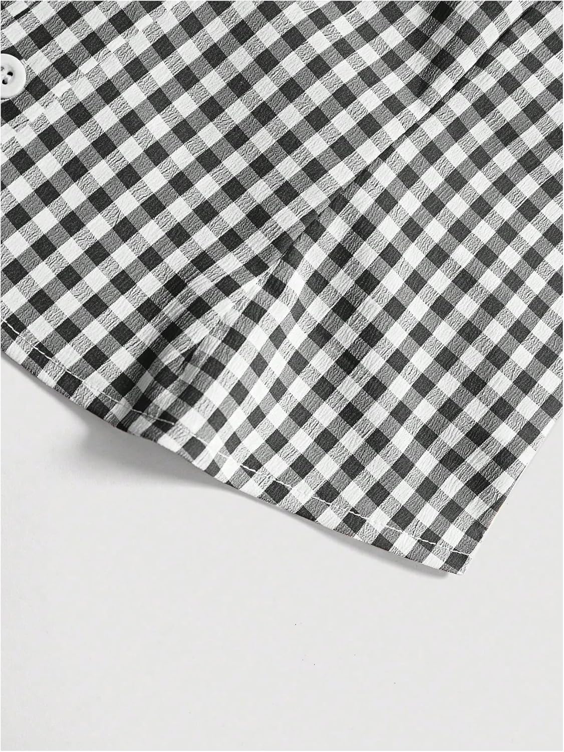 OYOANGLE Women's Plaid Button Down Short Puff Sleeve Blouse Y2K Gingham Collared Shirts Going Out Tops - Image 5