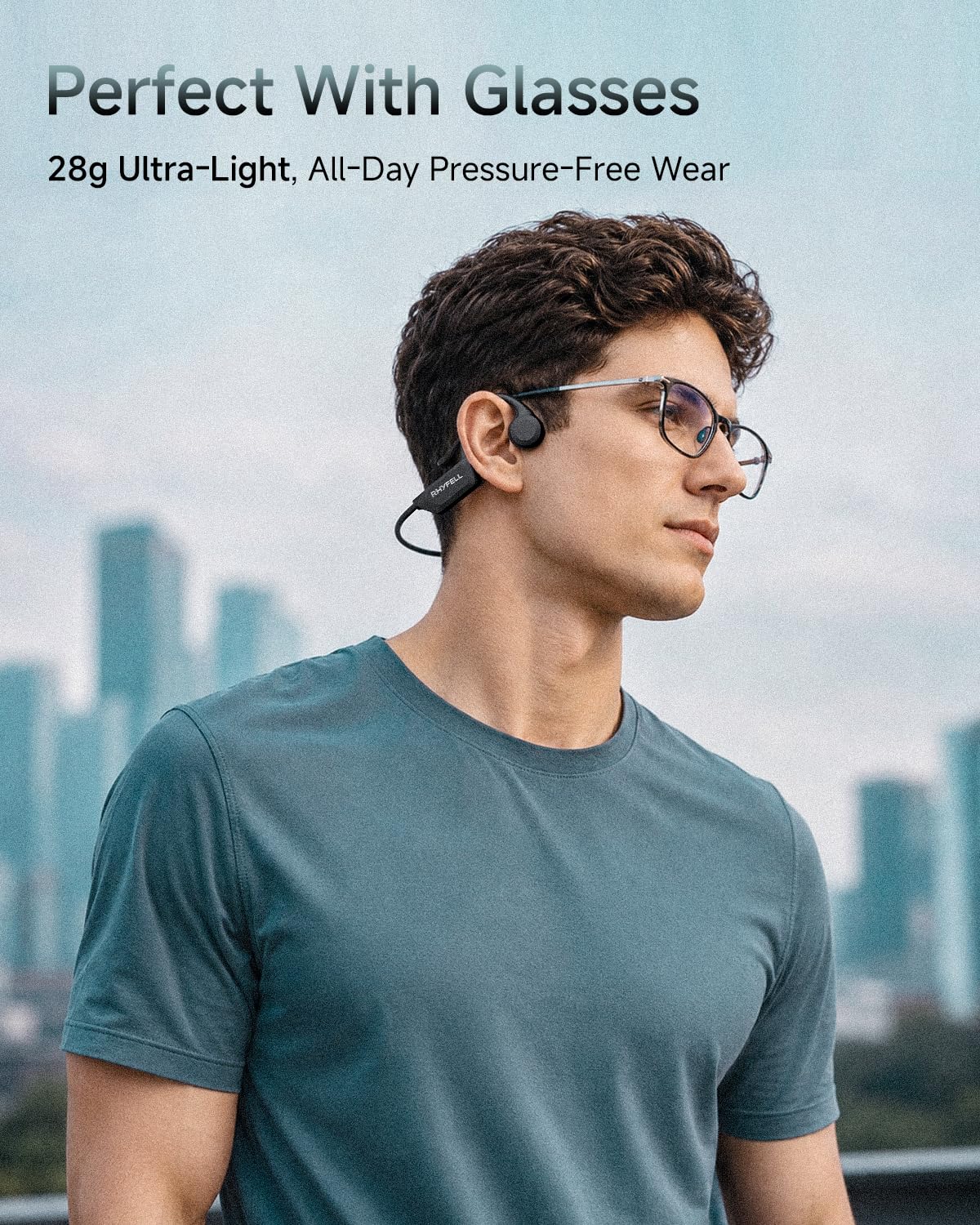 Casque Conduction Osseuse Bluetooth 6.0, Écouteurs Sport Oreilles Libres avec Micro, Étanchéité IPX5, 8H d'Autonomie, Ultra-Léger 28g, Idéal pour Course à Pied, Cyclisme, Fitness