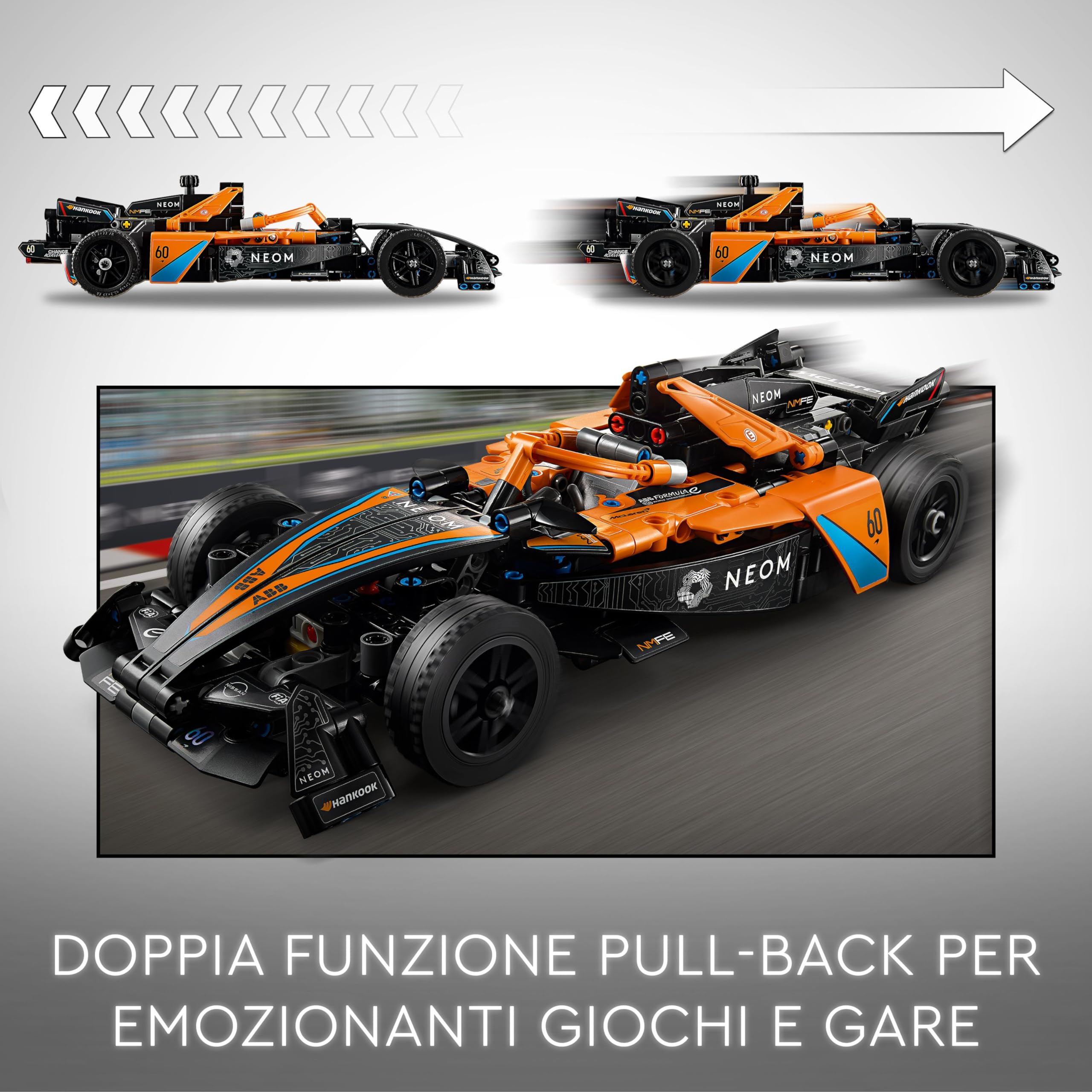 LEGO Technic NEOM McLaren Formula E Race Car, Macchina Giocattolo per Bambini e Bambine da 9 Anni in su, Modellino di Auto da Corsa F1 da Costruire e da Esposizione, Idea Regalo di Compleanno 42169