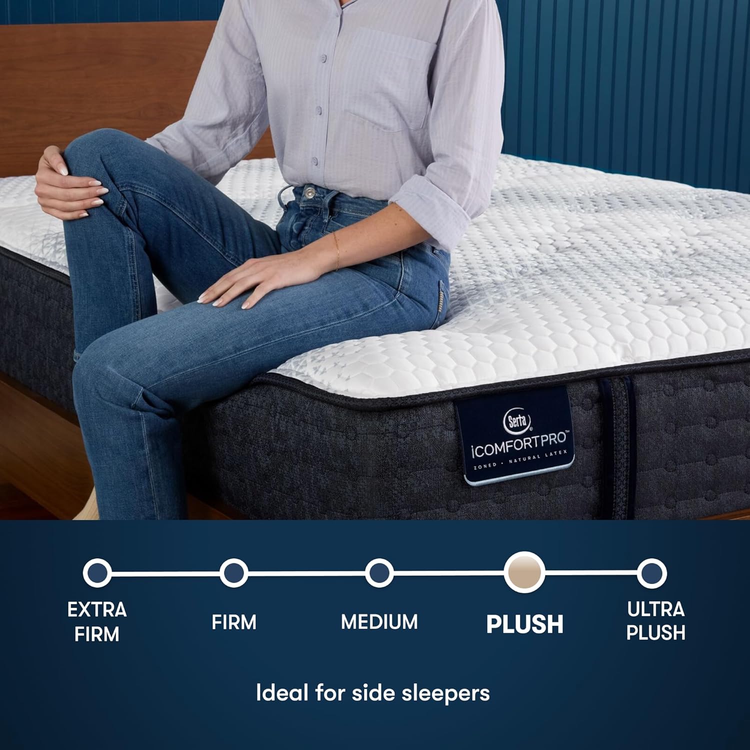 Twin XL Blue Latex Foam Adjustable Bed with Boxspring