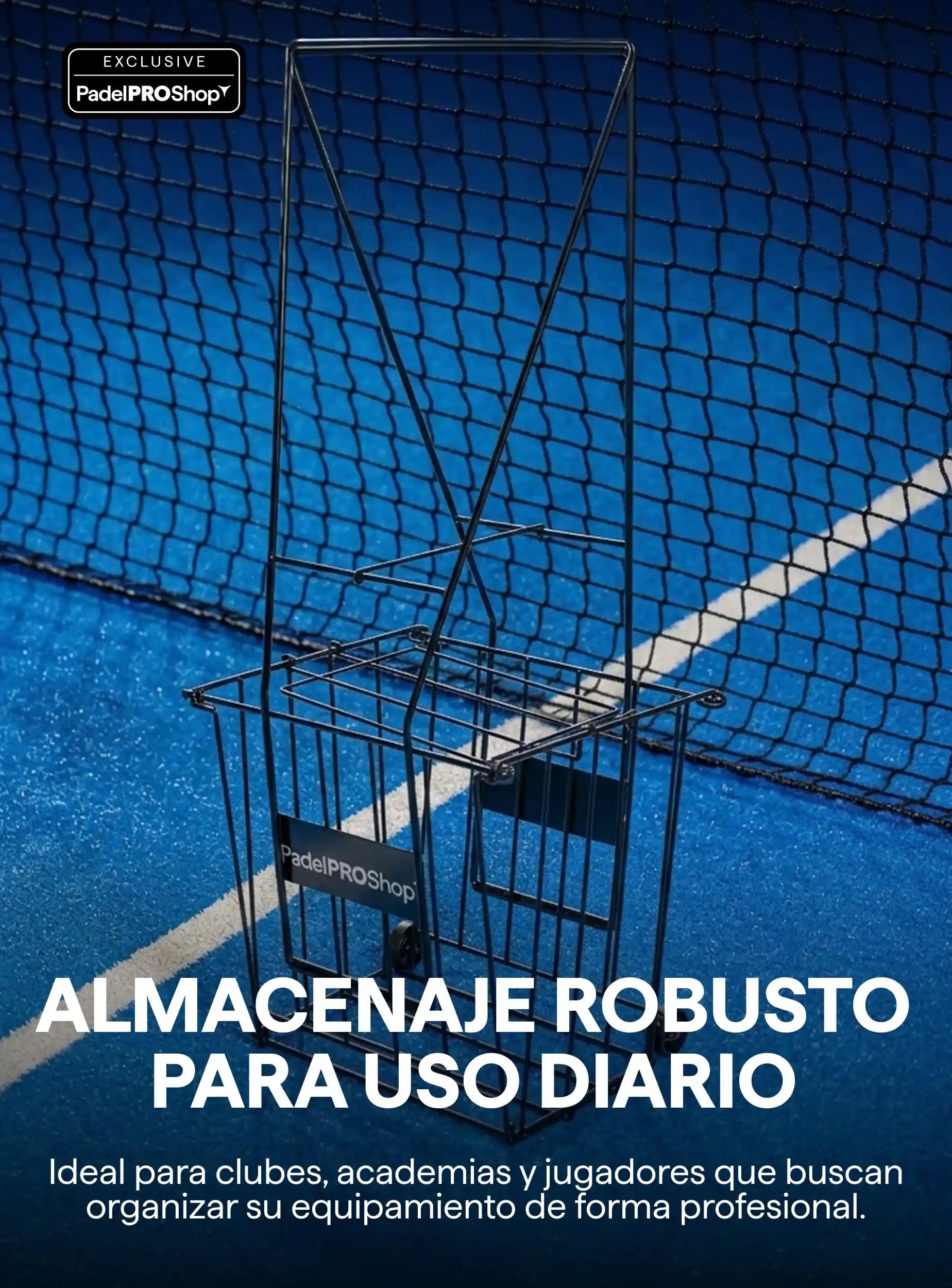 Padel Pro Shop Cesto de Bolas de Pádel 2026 - Carro Metálico de Alta Resistencia, Capacidad 70-80 Bolas, Estructura Robusta Negro Mate para Entrenamiento Profesional