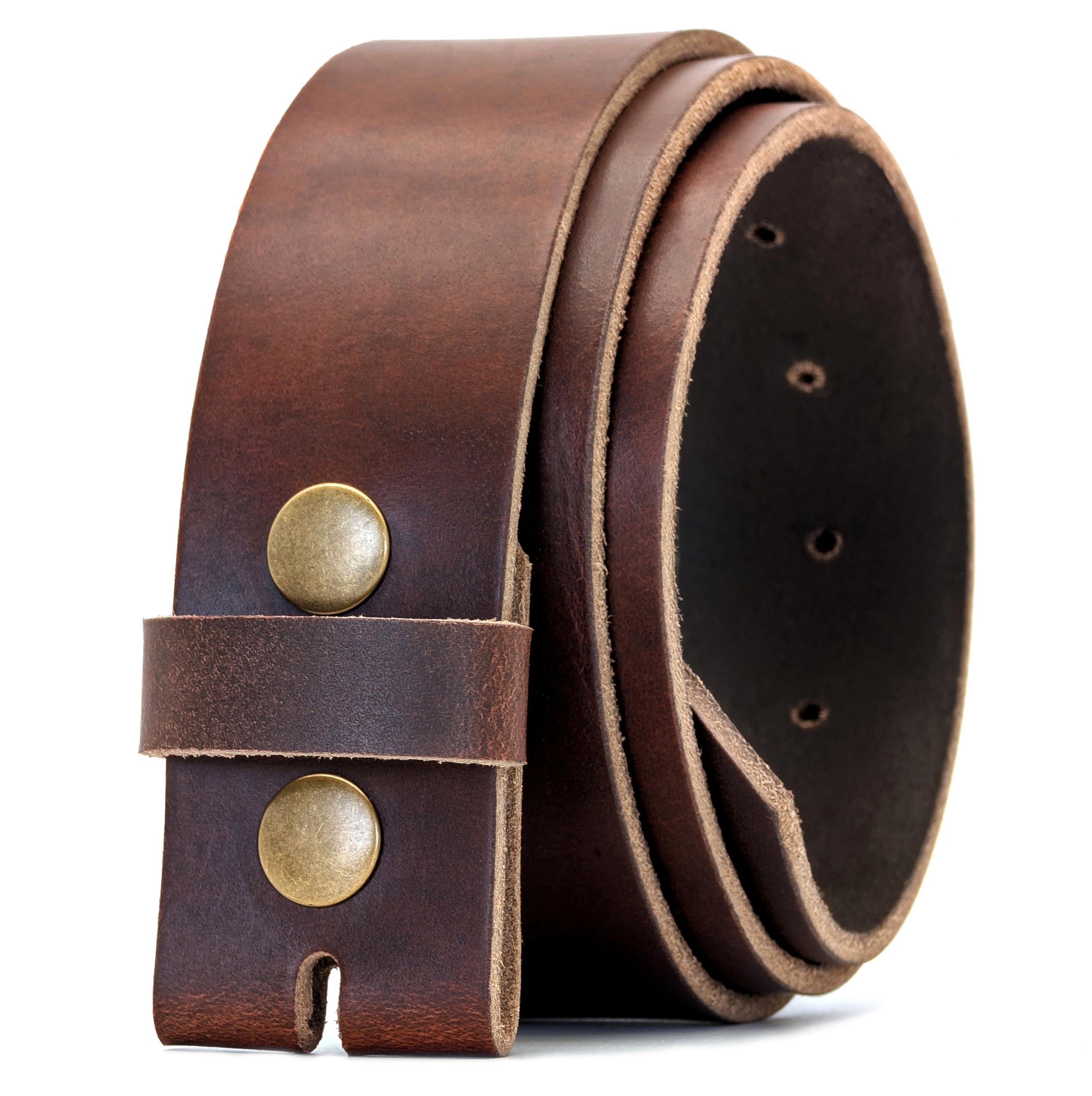 Ashford Ridge 40mm Full Grain Hide Leather Snap On Belt - Antique Brown 3XL