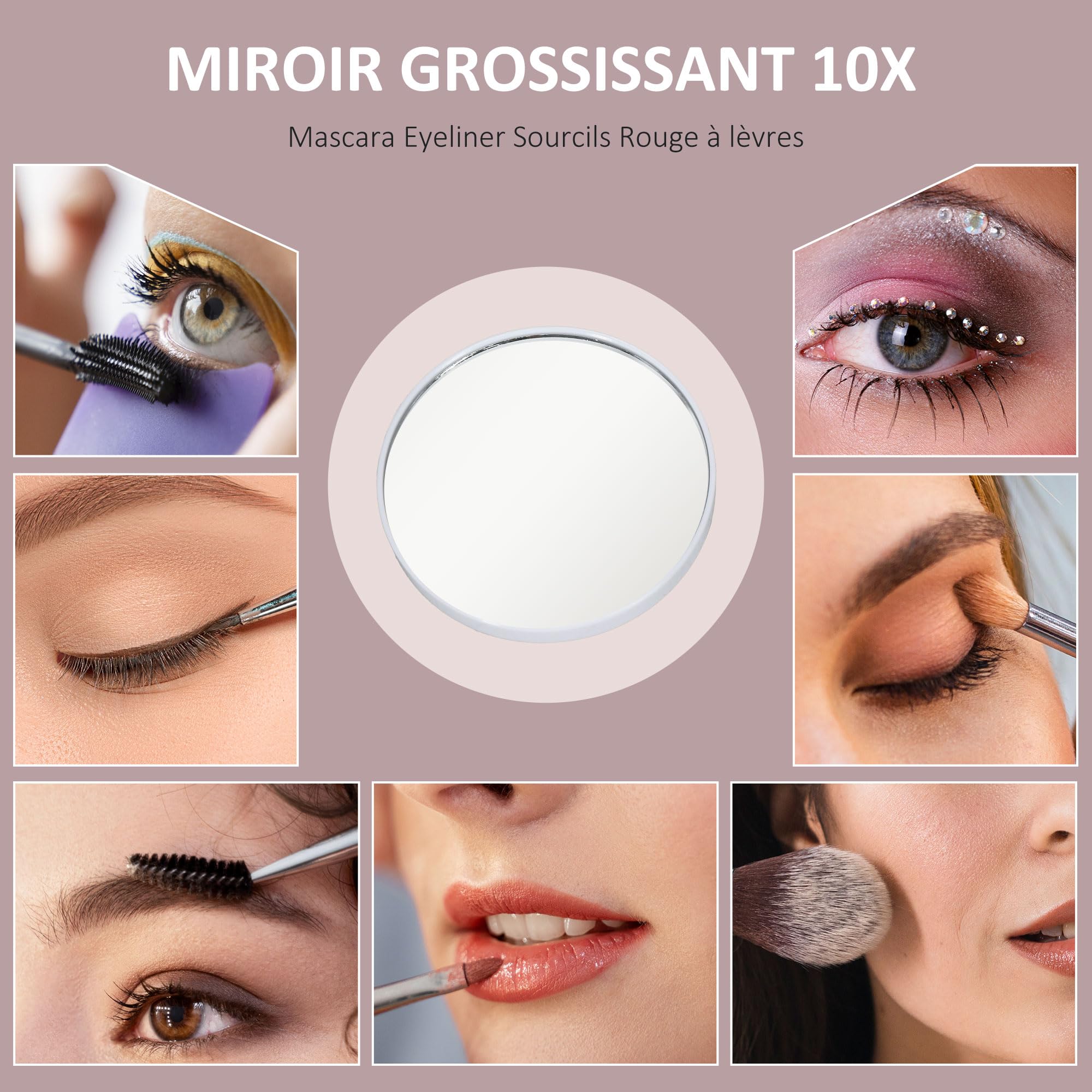 HOMCOM Miroir Hollywood Lumineux 36,5 x 45,5 cm Miroir Coiffeuse Blanc | LED 12 Ampoules, 3 Modes Luminosité Réglable, Rotation à 360°, Grossissement 10X, Port de Charge USB, Touche Tactile