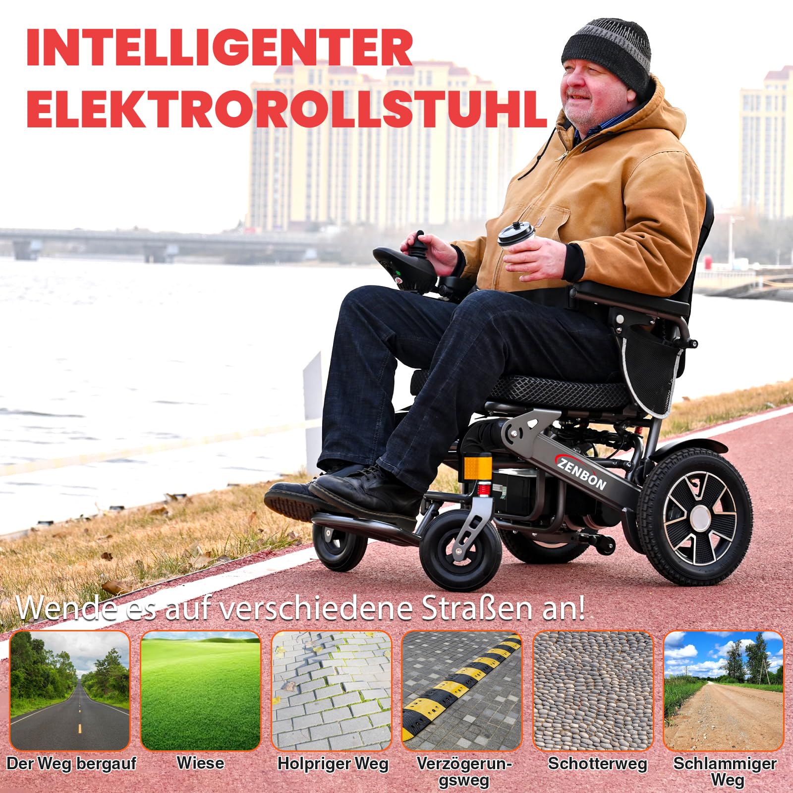 Rollstuhl Elektrisch Faltbar: 700W Elektrorollstuhl bis 150KG - 35KM Elektrischer Rollstuhl mit Automatische Klappfunktion und Fernbedienung