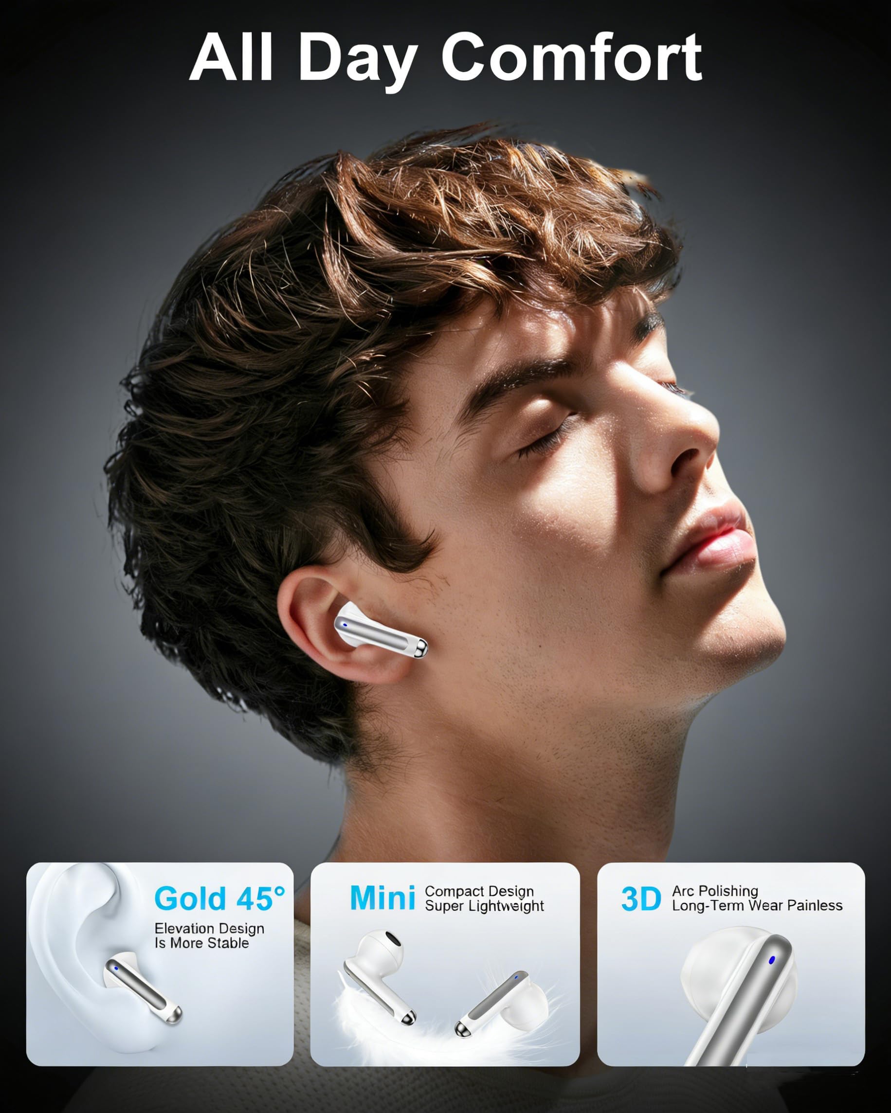 Auricolari Bluetooth senza fili, auricolari per iPhone 17e, 17, 16e | AirPods per iPhone 17Pro 16 Pro Max/15/14/13 Plus, Samsung Galaxy, Google Pixel, OnePlus, Apple Air Pods Android Buds in Ear