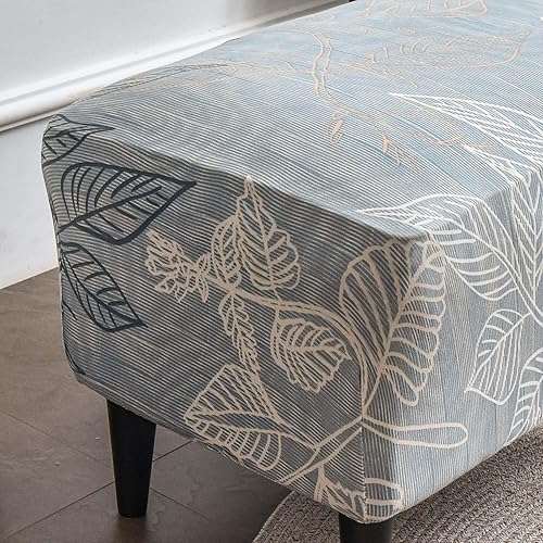 Miniatura 9 de ZEaink Funda elástica otomana rectangular para taburete, funda de elastano estampada para reposapiés, protector antideslizante para reposapiés, con