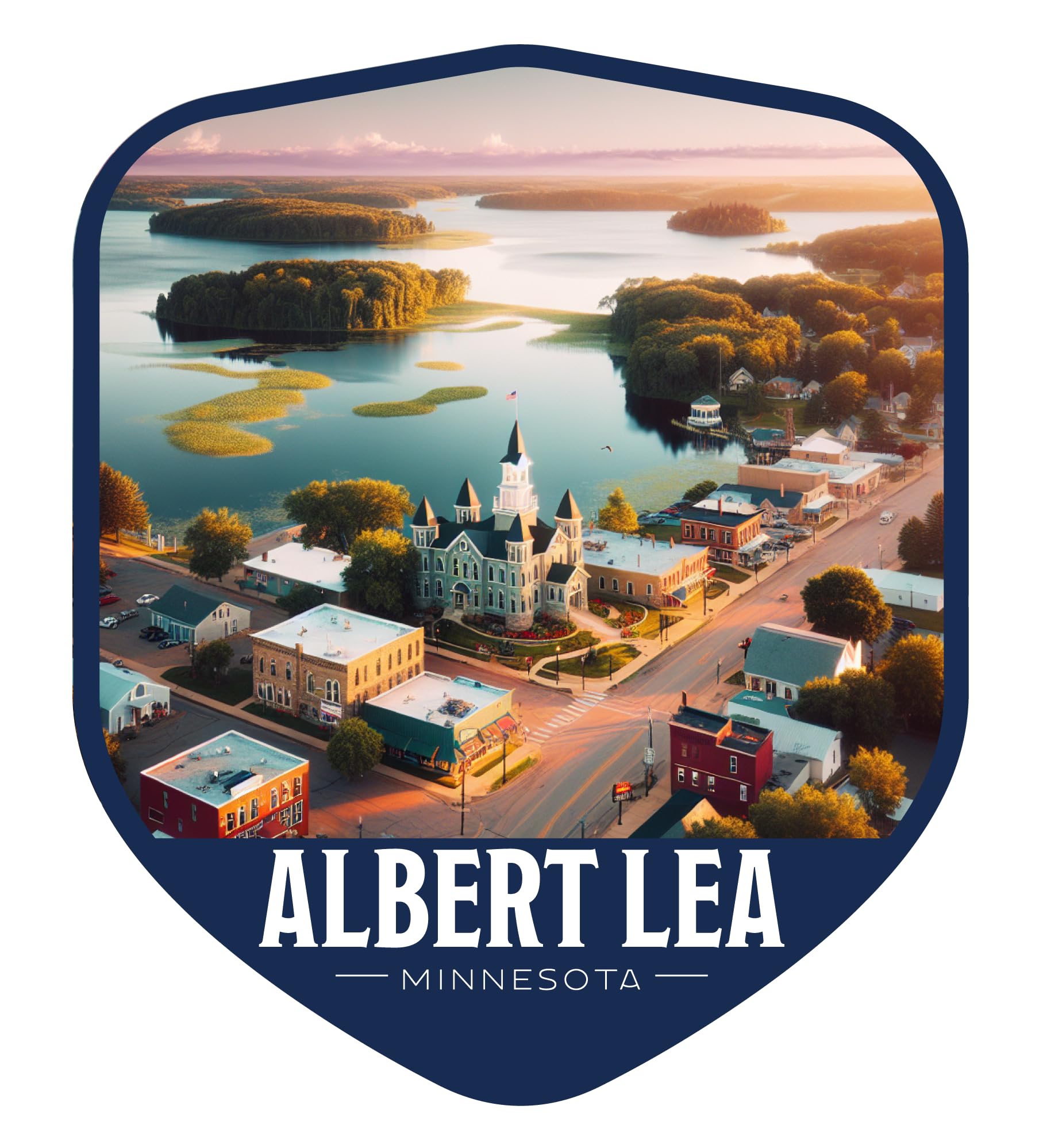 Albert Lea Minnesota Vintage Shield Badge Souvenir - 3-Inch Vinyl Magnet