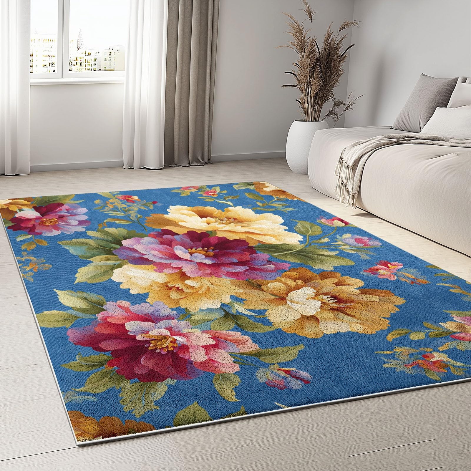Dywan Korytarz Tło Kwiaty Natura Elegancja Sztuka, Krótkie włosie Miękkie Można prać w pralce 140 x 200 cm Prostokątne Dywaniki antypoślizgowe Łatwe do czyszczenia, do przedpokoju do salonu sypialni