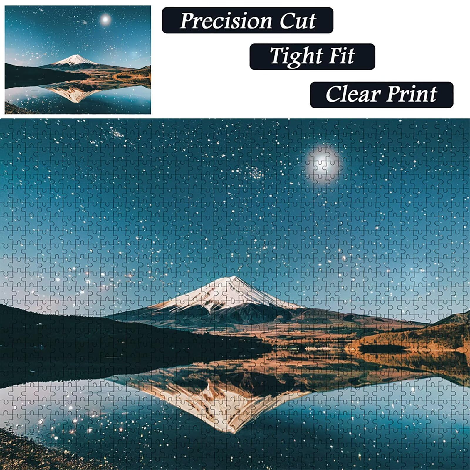 Puzzle Art 4000 sztuk z pudełkiem Starry Sky, Góra Fuji Puzzle Drewniane Dorośli 141 x 87 cm, Rompecade, Rozrywka o wysokim stopniu trudności, pomysł na prezent dla całej rodziny, Y-2554