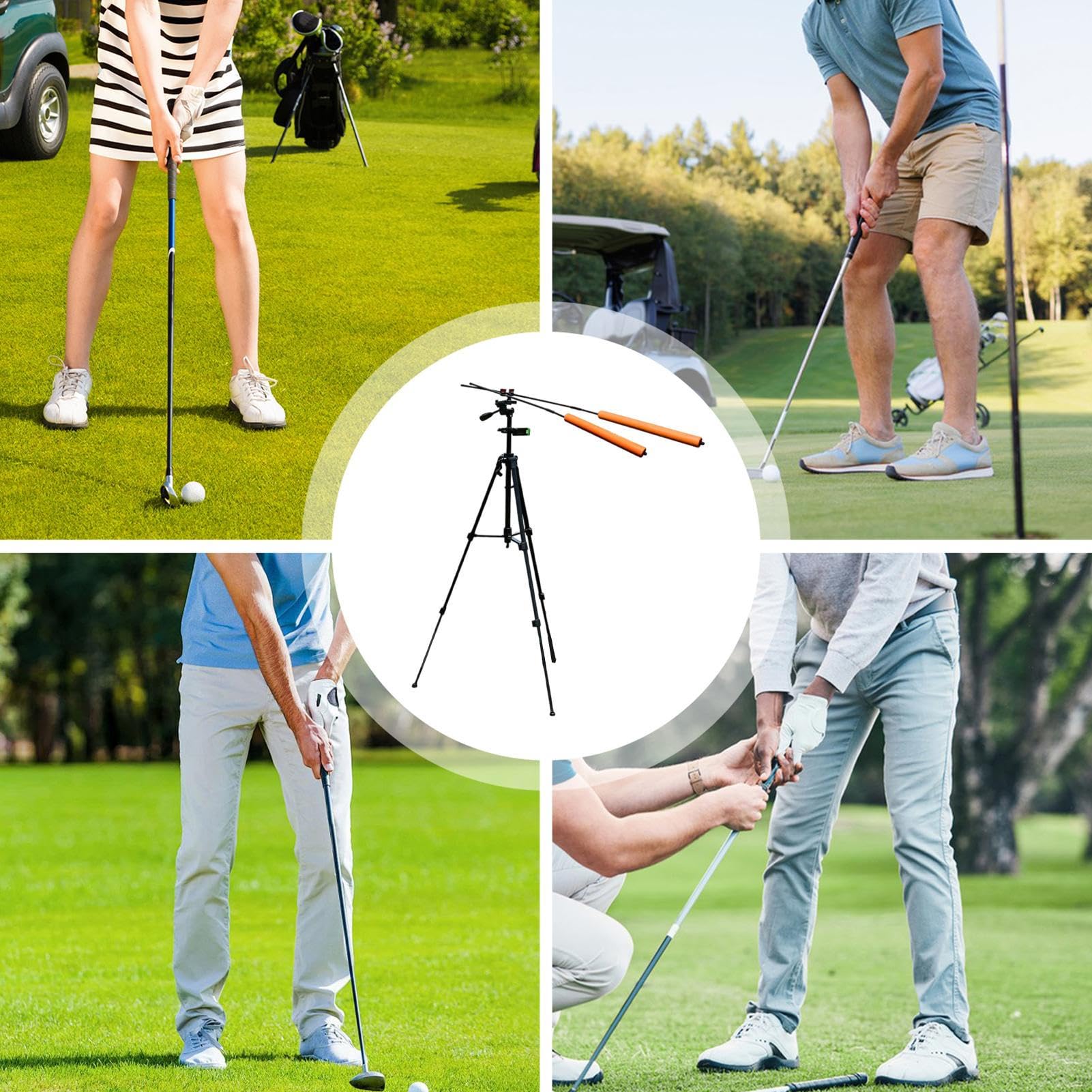 Ayuda entrenamiento swing golf Soporte De Trípode Smartphone Práctica | Palos Alineación Golf Ajustables 360 Grados Para aficionados al golf, hogar, campo de prácticas, calentamiento