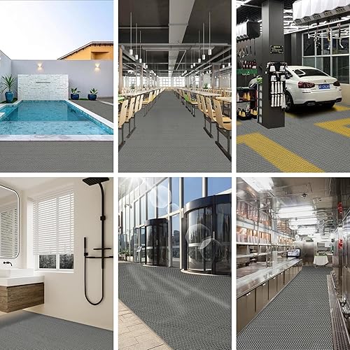 Miniatura 6 de WochiTV Alfombrillas de drenaje antideslizantes de PVC para piscina, 0.23 pulgadas de grosor, para exteriores, interiores, estacionamiento, para
